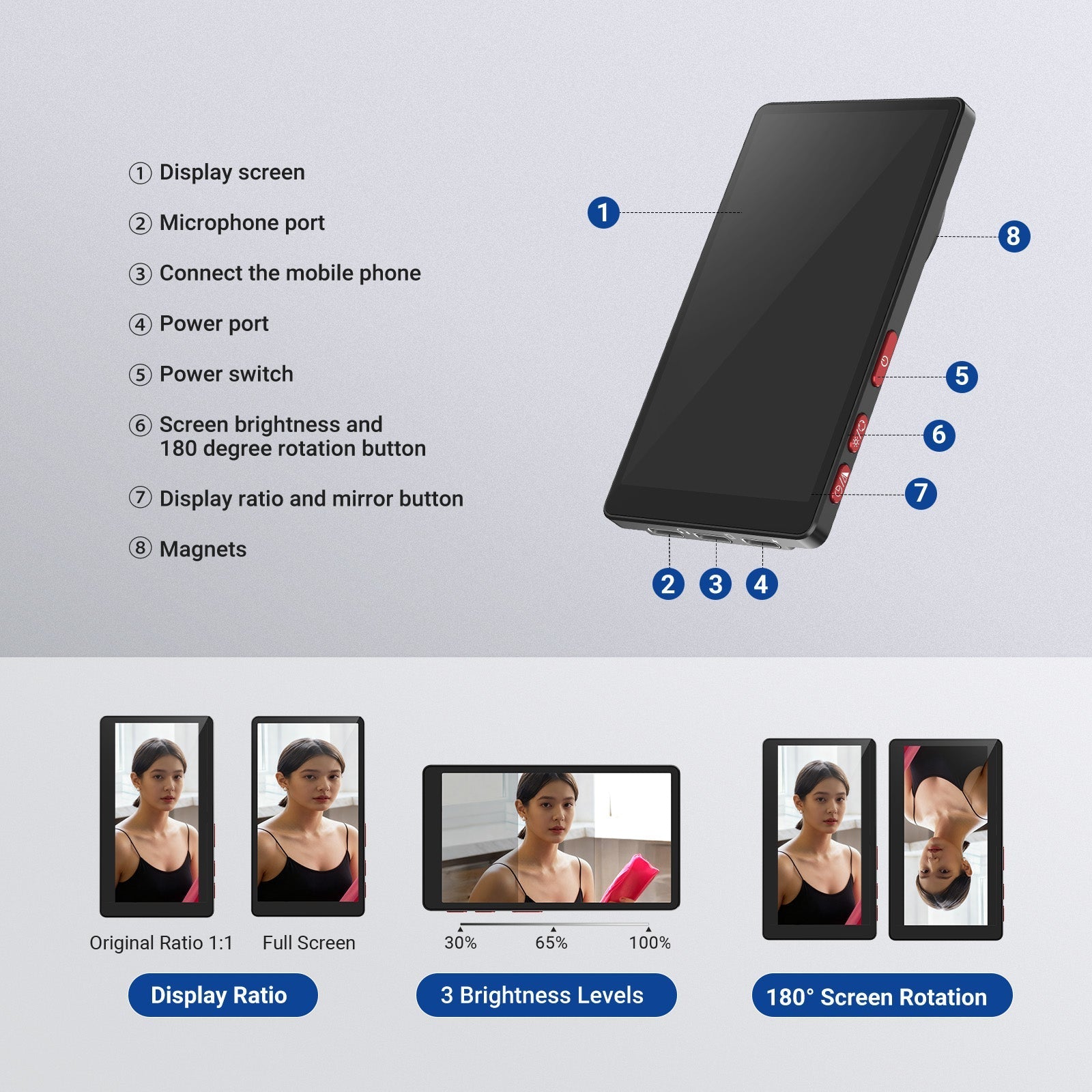 NEEWER BASICS M4U 4" Magnetic Metal Vlog Selfie Monitor Screen For iPhone