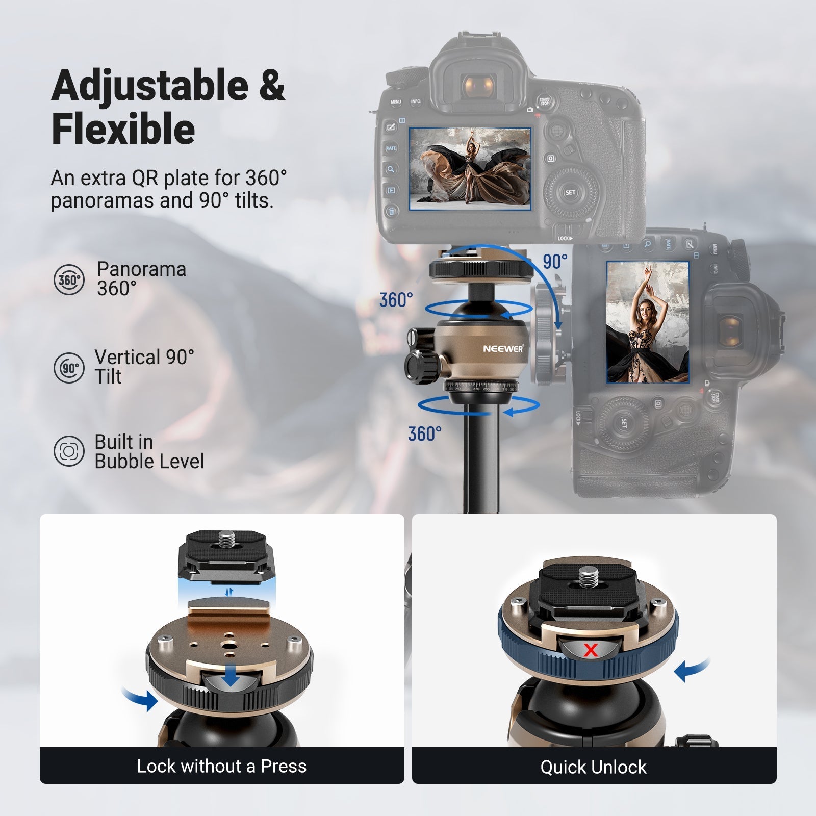 NEEWER LT39 62.4" Carbon Fiber Travel Tripod