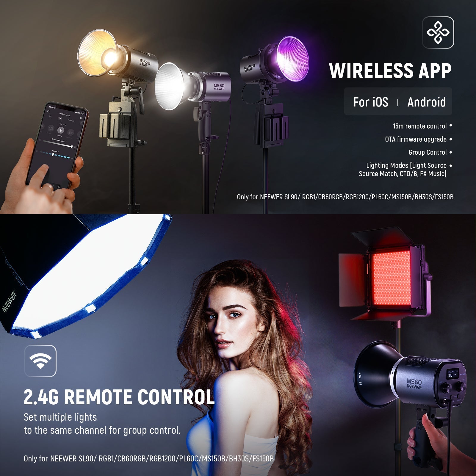 NEEWER MS60 65W Mini COB LED Video Light