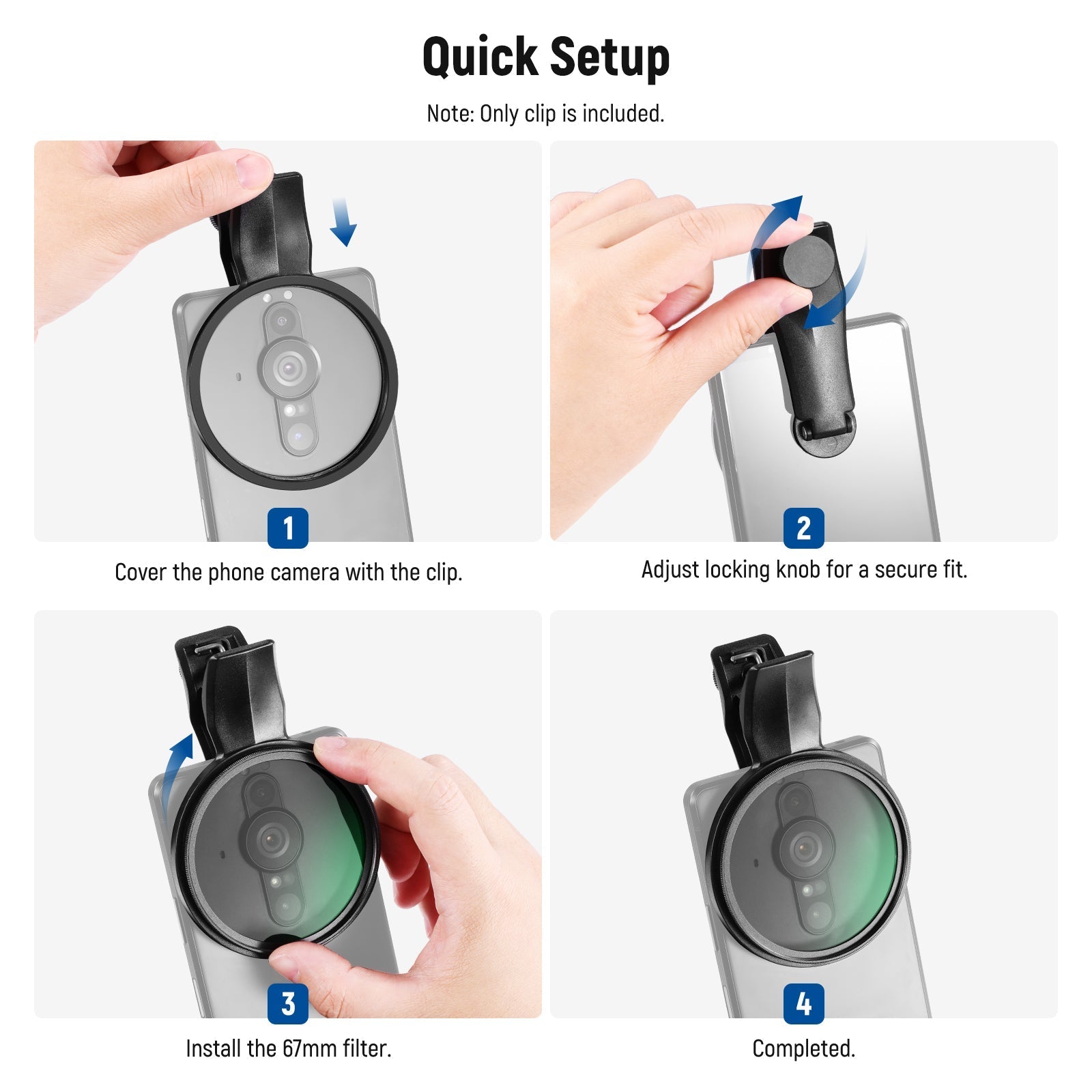 NEEWER LA007/LA008 67mm Phone Filter Clamp For Smartphone