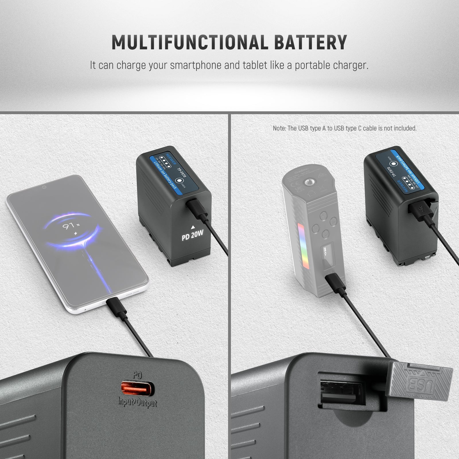 NEEWER BASICS TP-F970 2Pcs NP-F970 Replacement Batteries 7800mAh
