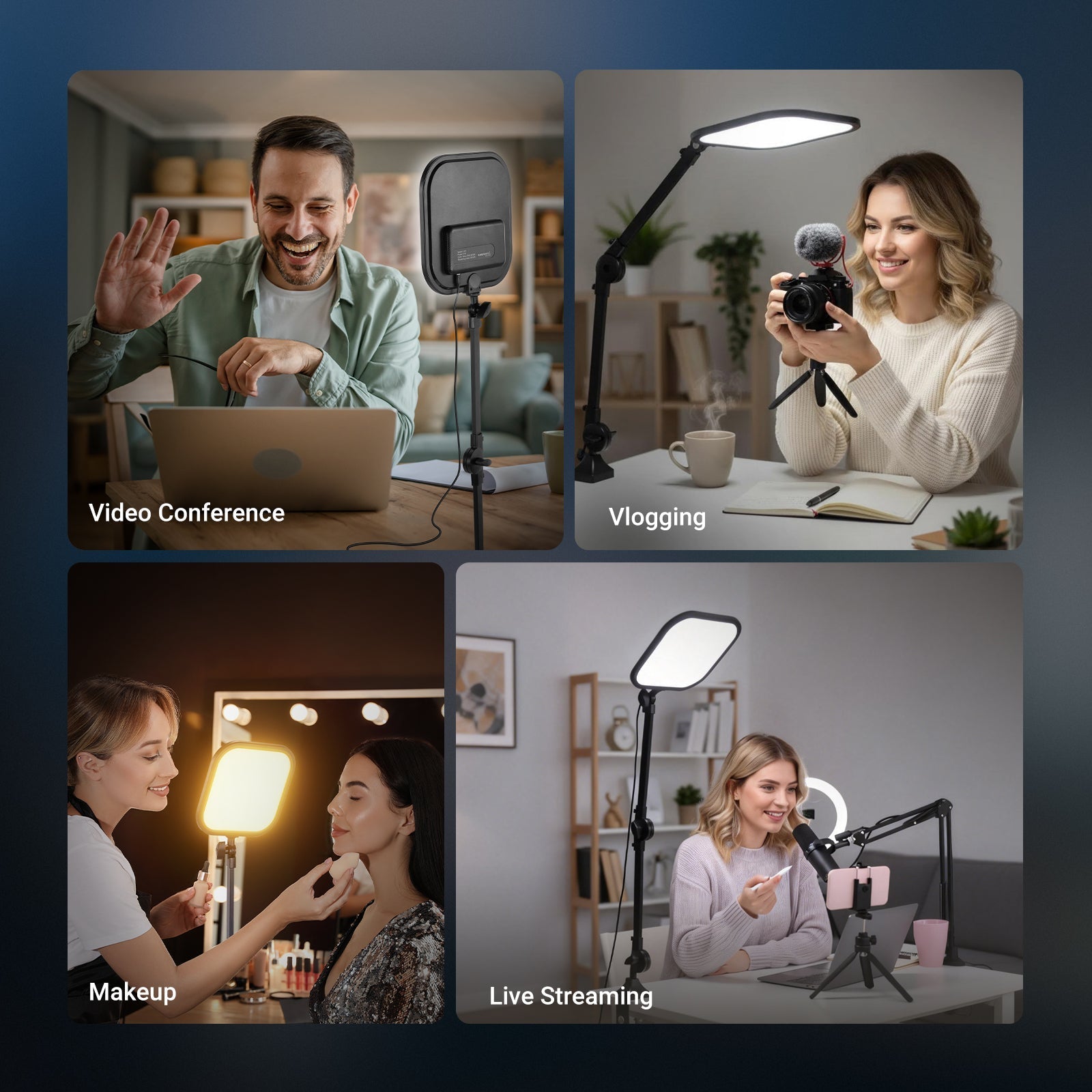 NEEWER BASICS L220 10.8" Bi Color Panel Light with Desk Stand