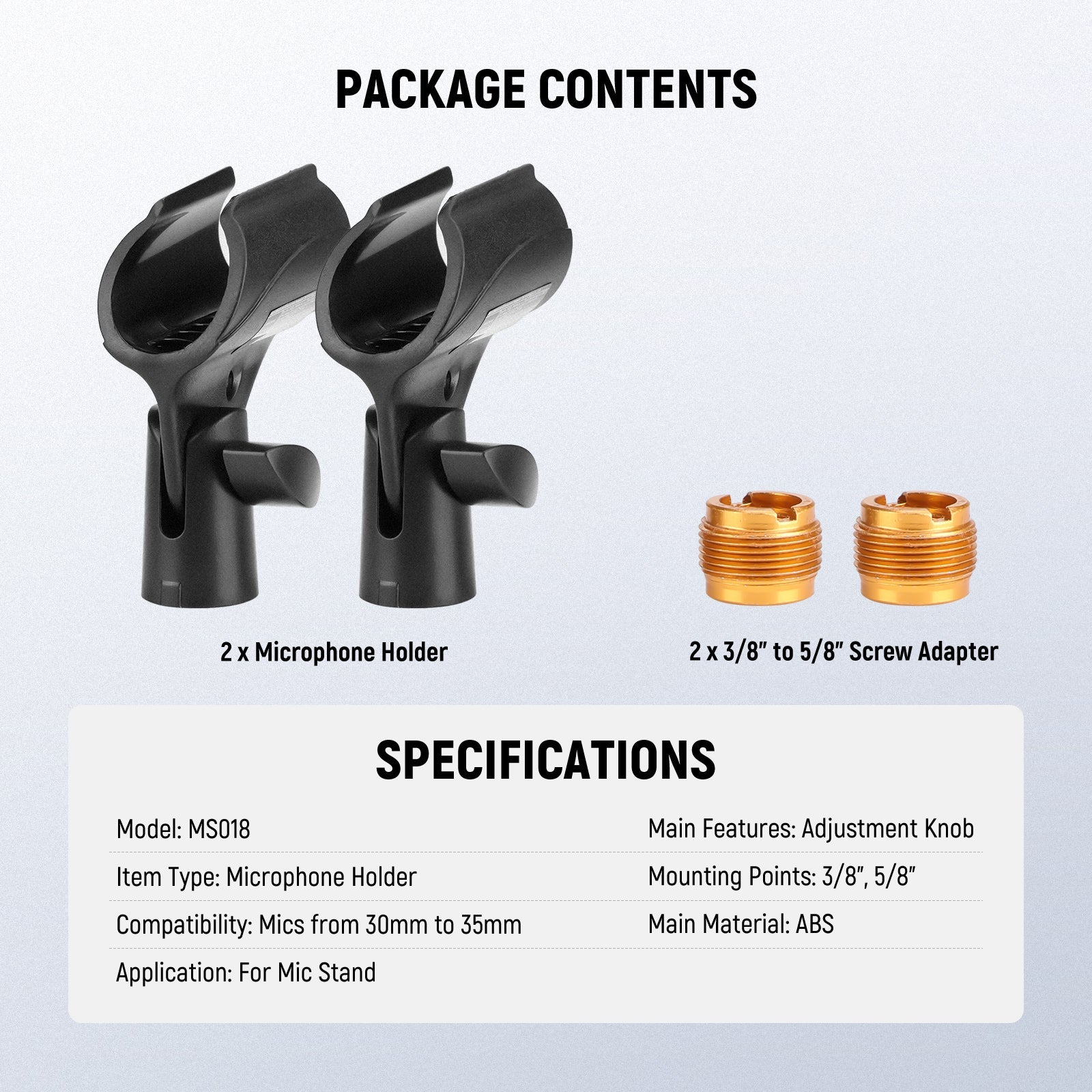 NEEWER BASICS MS019/MS018 Microphone Holder Accessories Kit