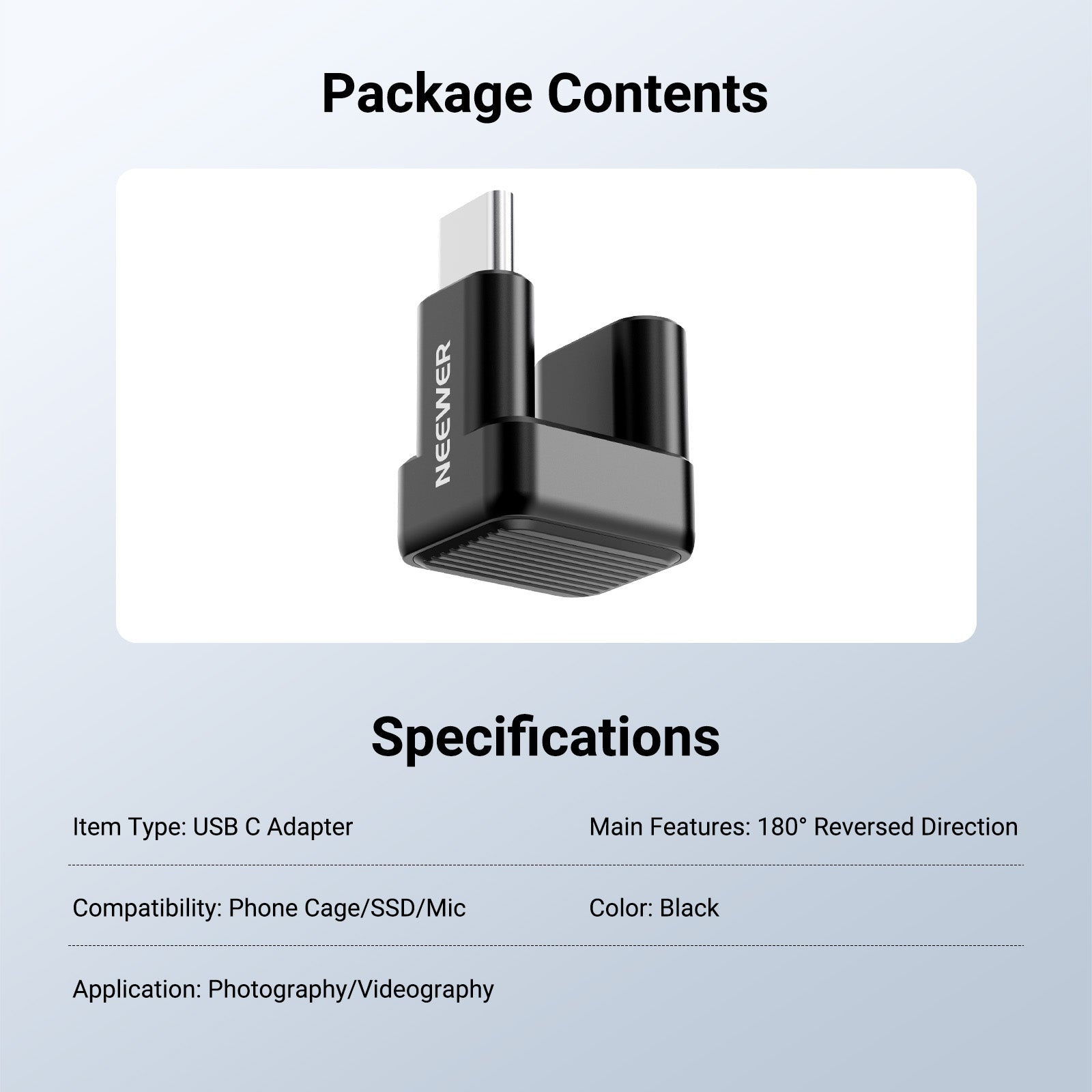 NEEWER PS017 180° U Shaped USB Type C OTG Adapter