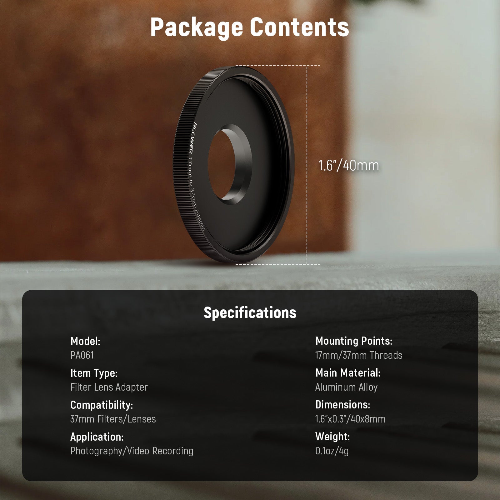 NEEWER PA061/PA062 Lens Filter Adapter Ring