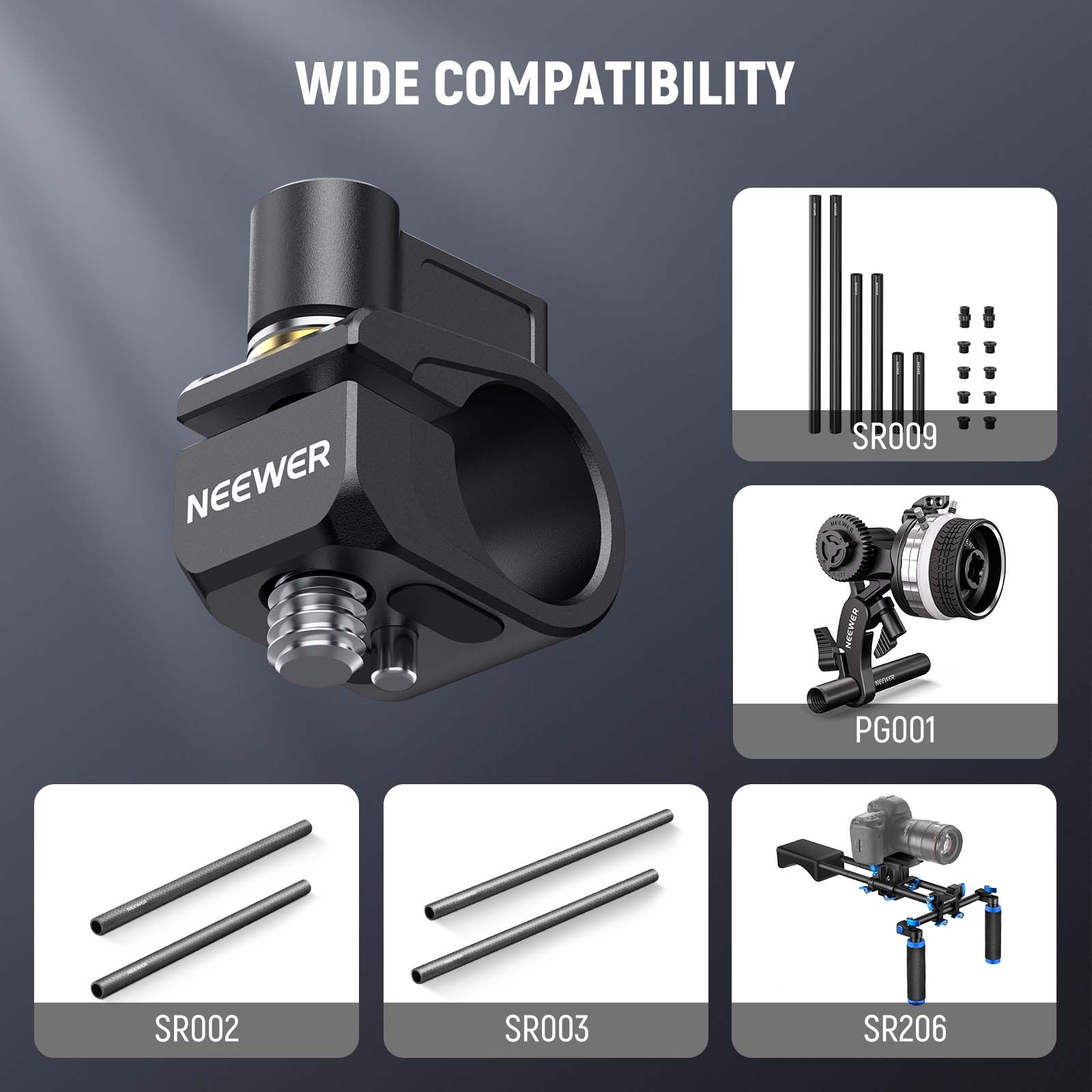 NEEWER UA052/UA053 Single LWS 15mm Rod Clamp