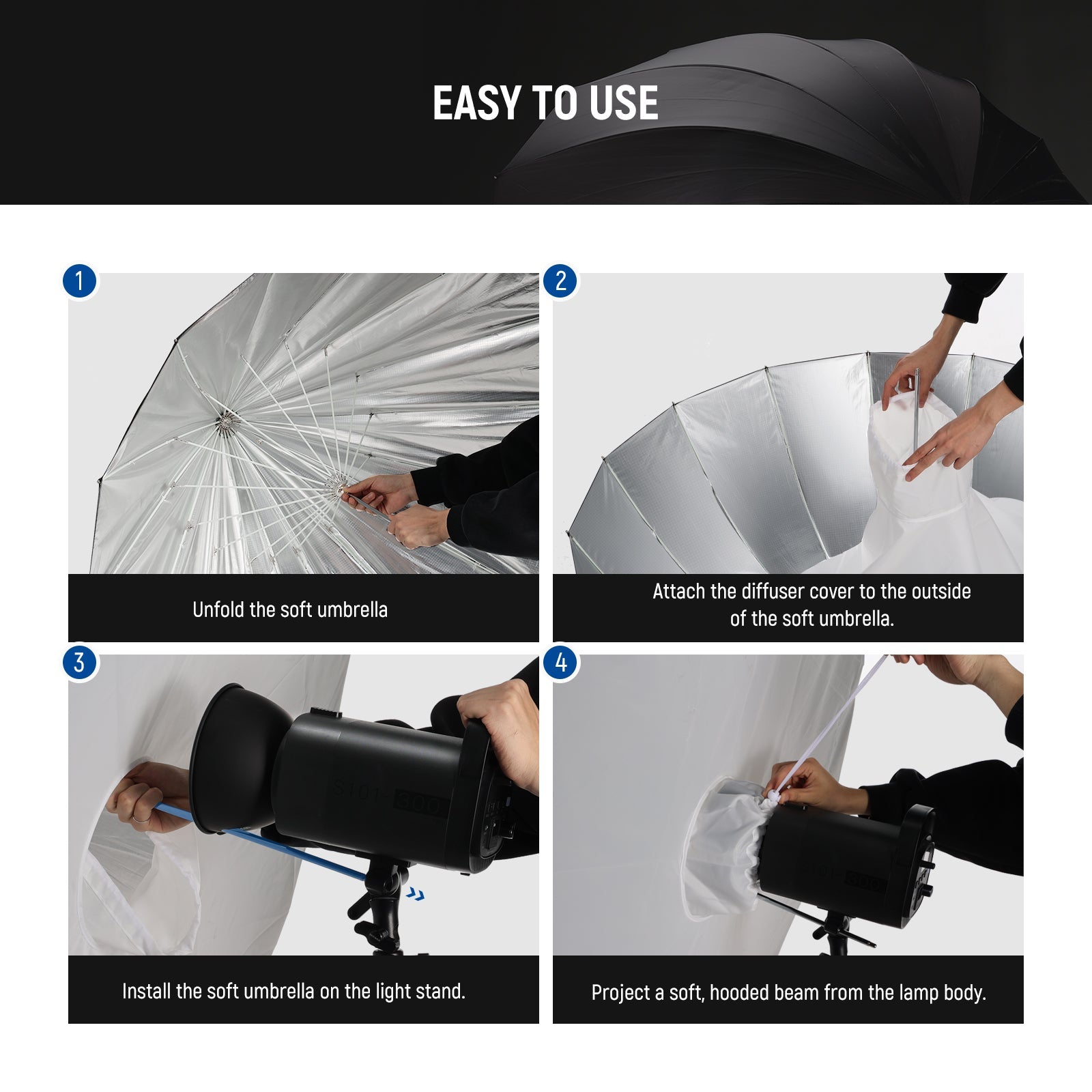 NEEWER Parabolic Reflective Umbrella with Diffuser