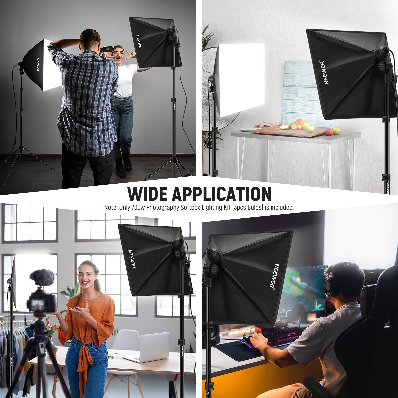 NEEWER NK200 24x24"/60x60CM 700W Photography Softbox Kit