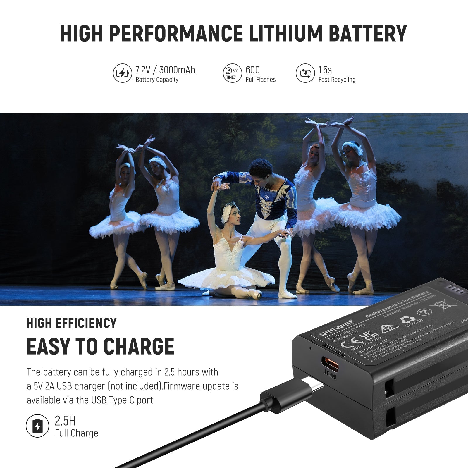 NEEWER Z2 3000mAh Battery TTL Round Head Flash Speedlite with Diffuser