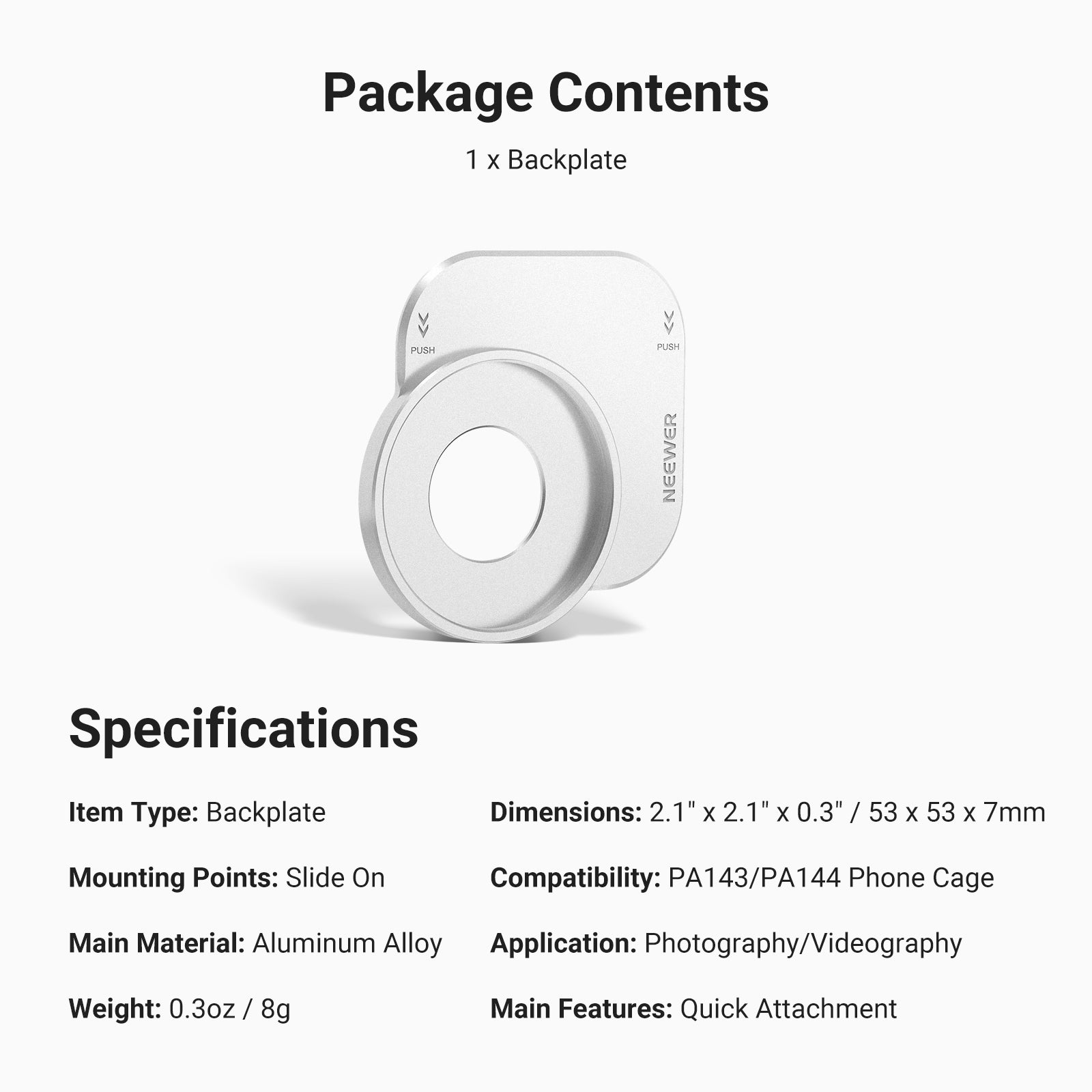 NEEWER PA152 37mm Filter Lens Backplate for iPhone 17 Pro/Pro Max Phone Cage