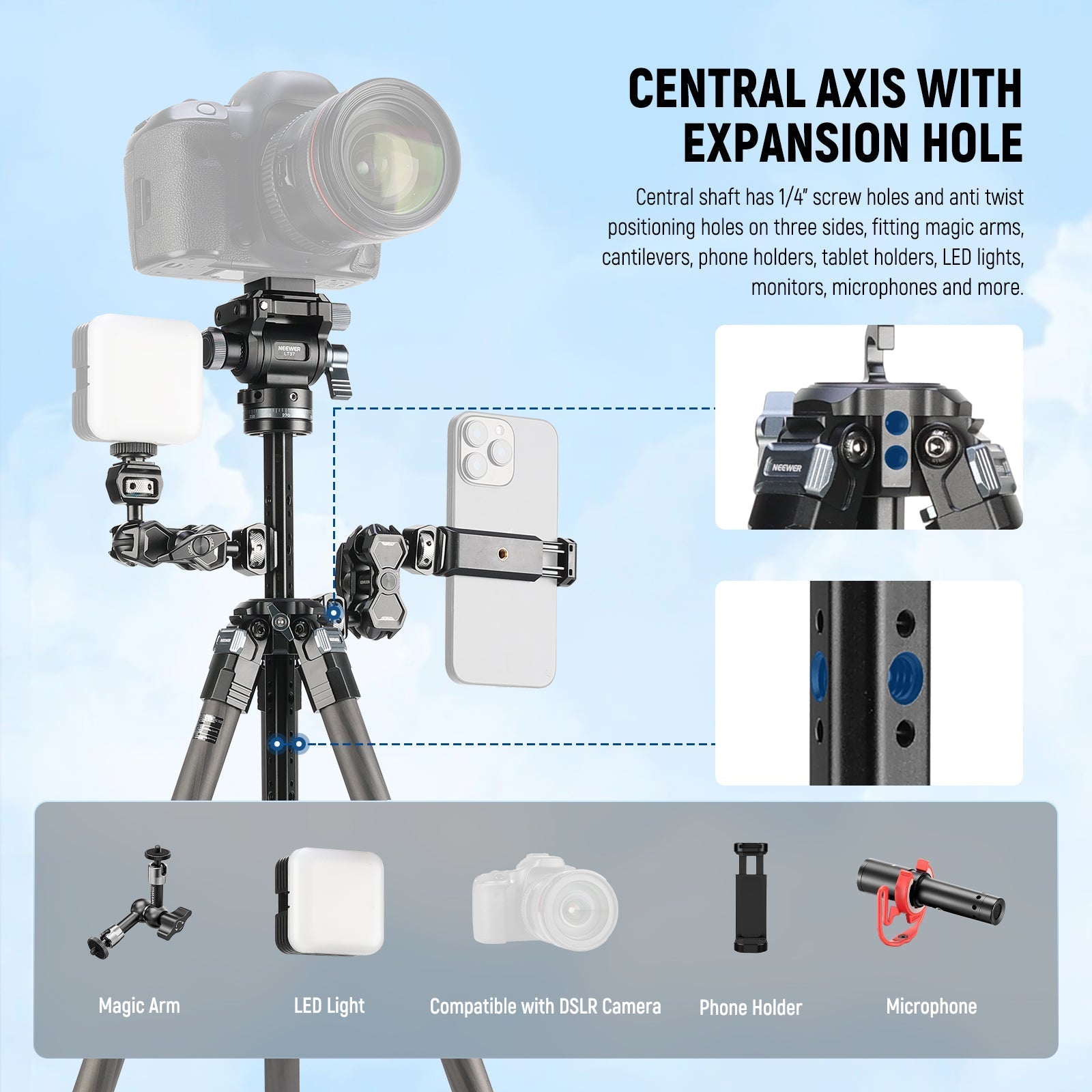 NEEWER LT36/LT37 60.4" Carbon Fiber Travel Tripod