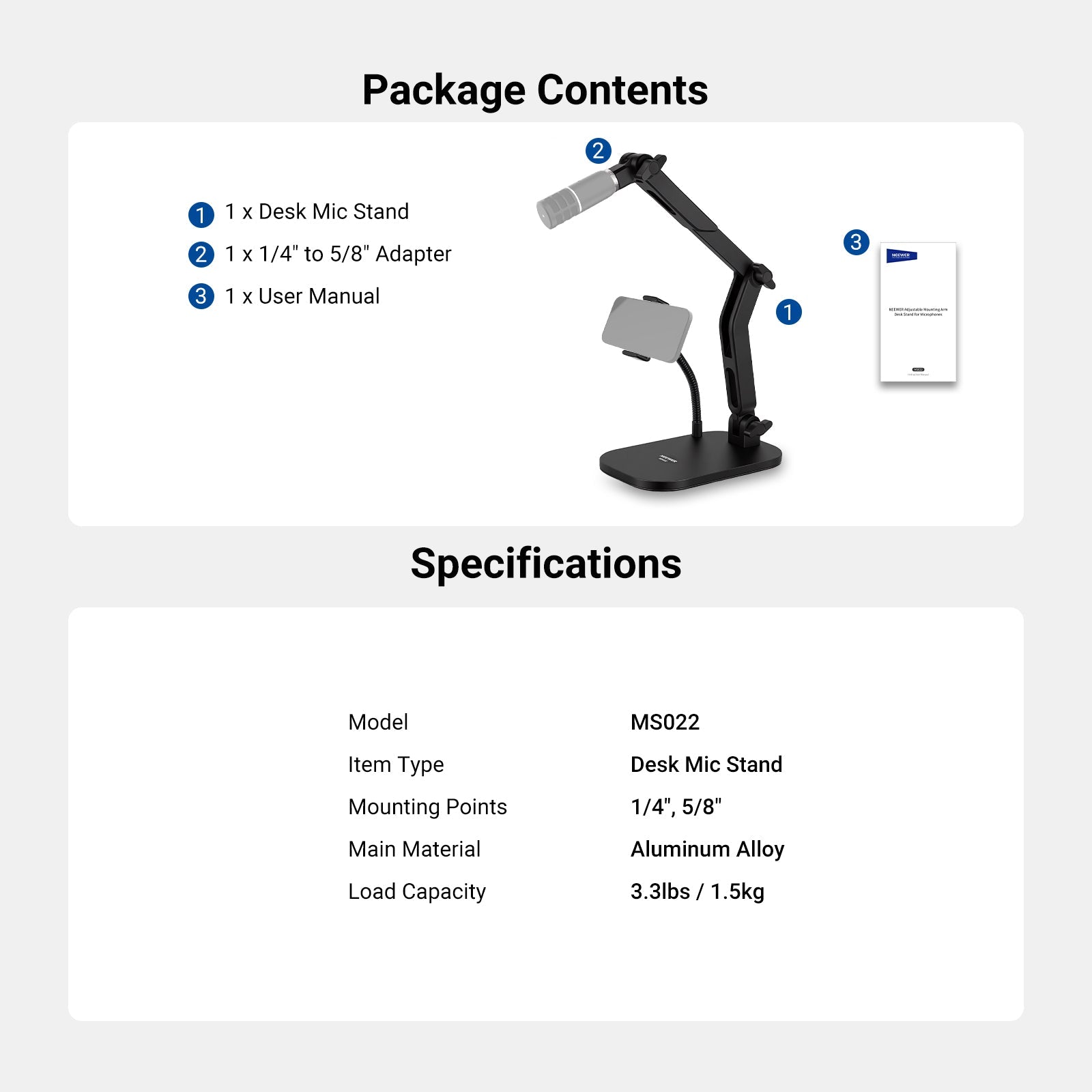 NEEWER MS022 Desk Microphone Stand