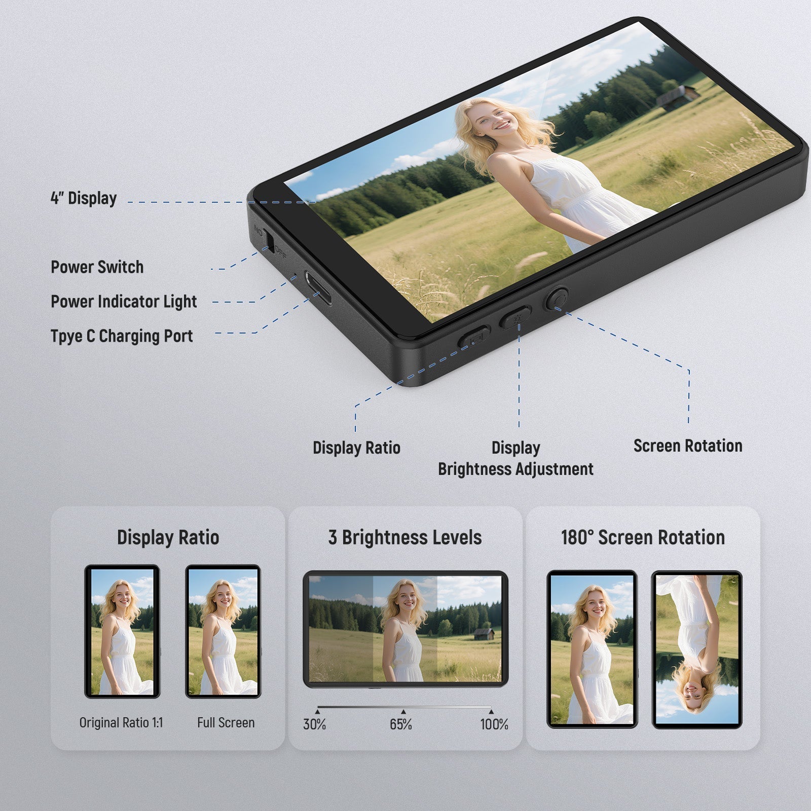 NEEWER BASICS M4B 4" Magnetic Phone Vlog Selfie Monitor Screen