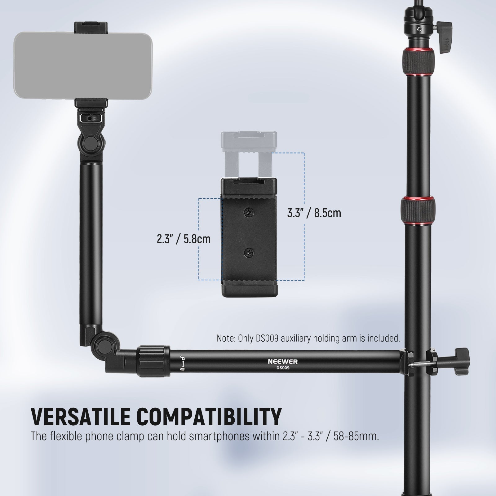 NEEWER DS009 Overhead Camera Mount Arm with Phone Clip
