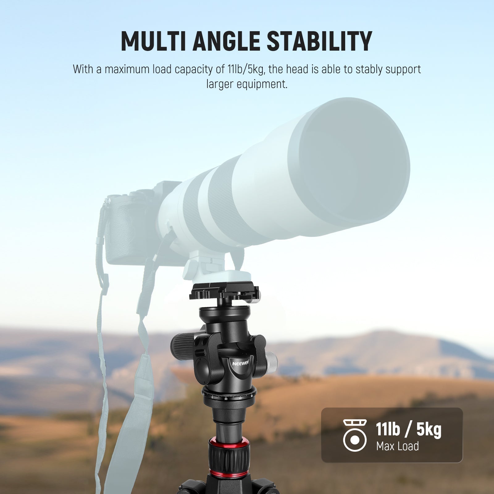 NEEWER TH03 Video Camera Tripod Pan Tilt Head