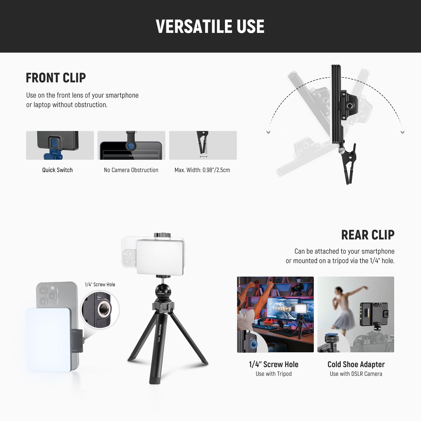 NEEWER BASICS VL67B Bi-Color Phone Selfie Light with APP Control