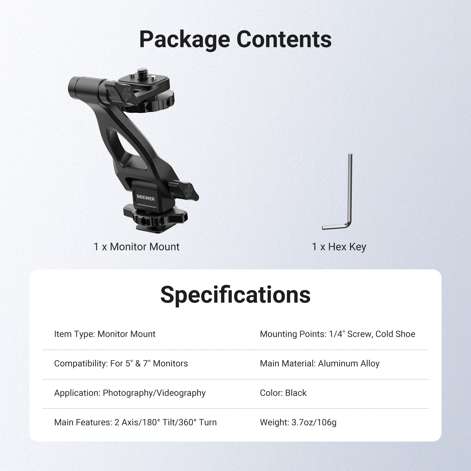 NEEWER MA023 2 Axis Monitor Mount Adapter