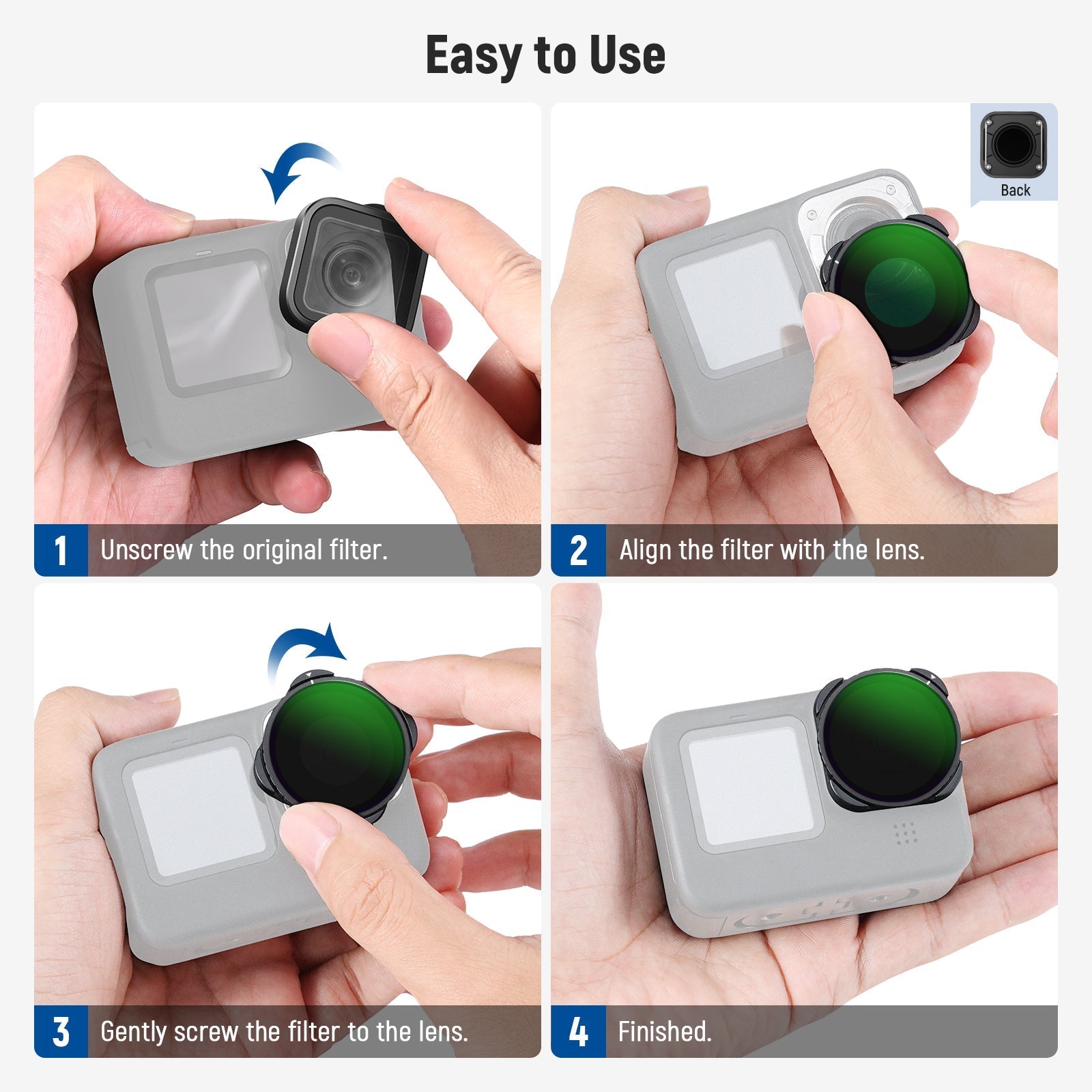 NEEWER FL-GP23 Rotating CPL Filter For GoPro Hero 13 12 11 10 9