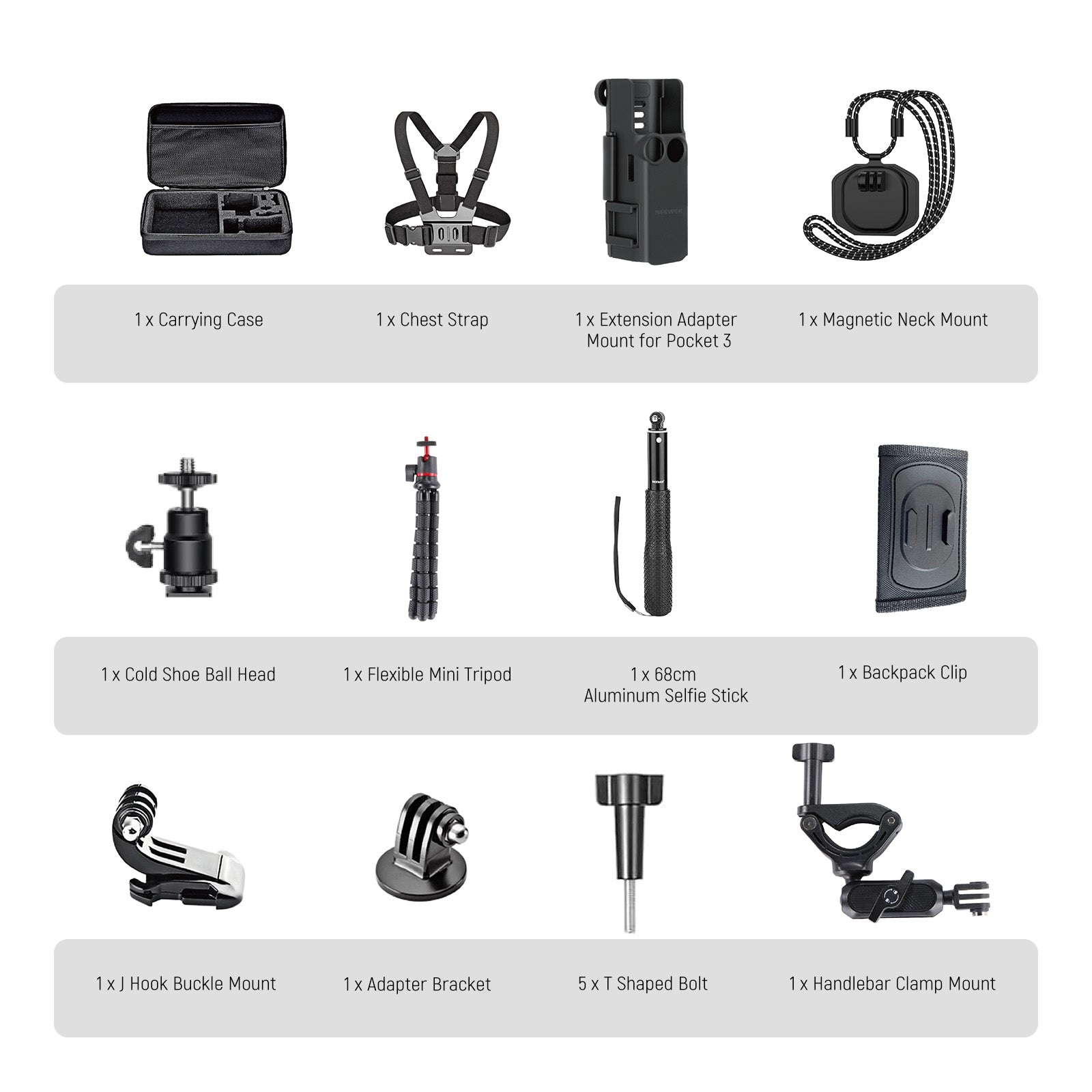 NEEWER BASICS GP-52 16 In 1 Adapter Mounts Accessories Kit for DJI OSMO Pocket 3