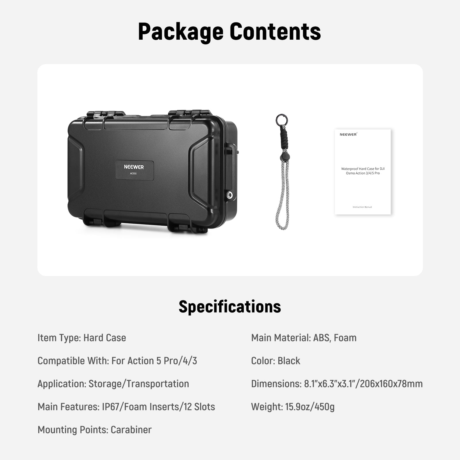 NEEWER AC031 Hard Case For DJI Osmo Action 5 Pro / 4/3 Camera