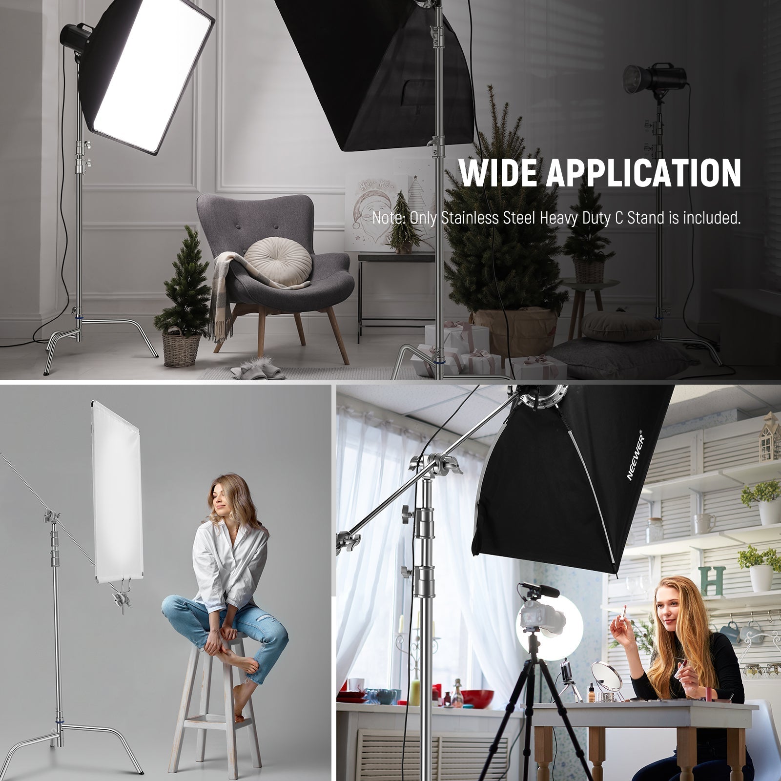 NEEWER SC320Q 320cm Stainless Steel Heavy Duty C Stand with Boom Arm