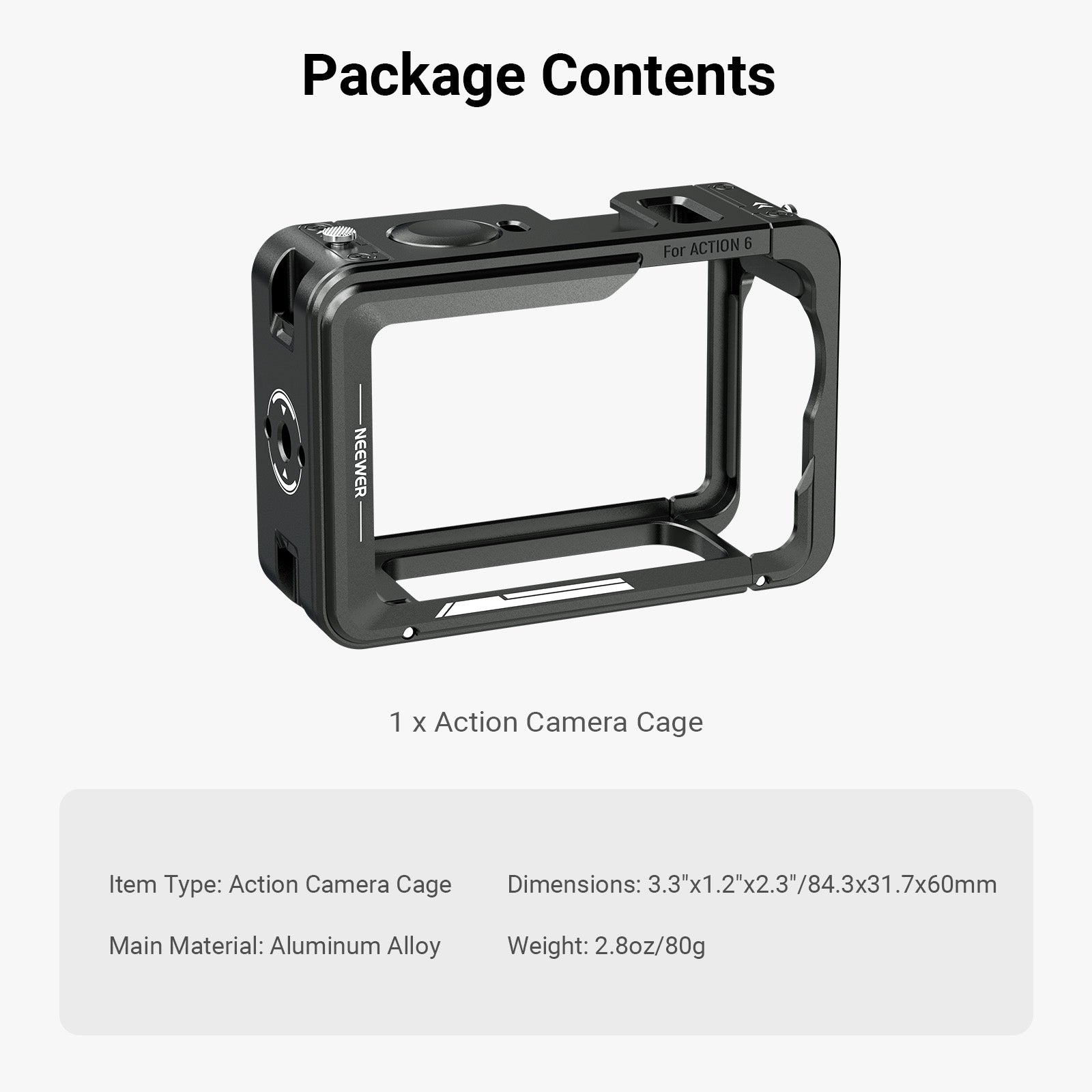 NEEWER AC054 Action Camera Cage for DJI Osmo Action 6