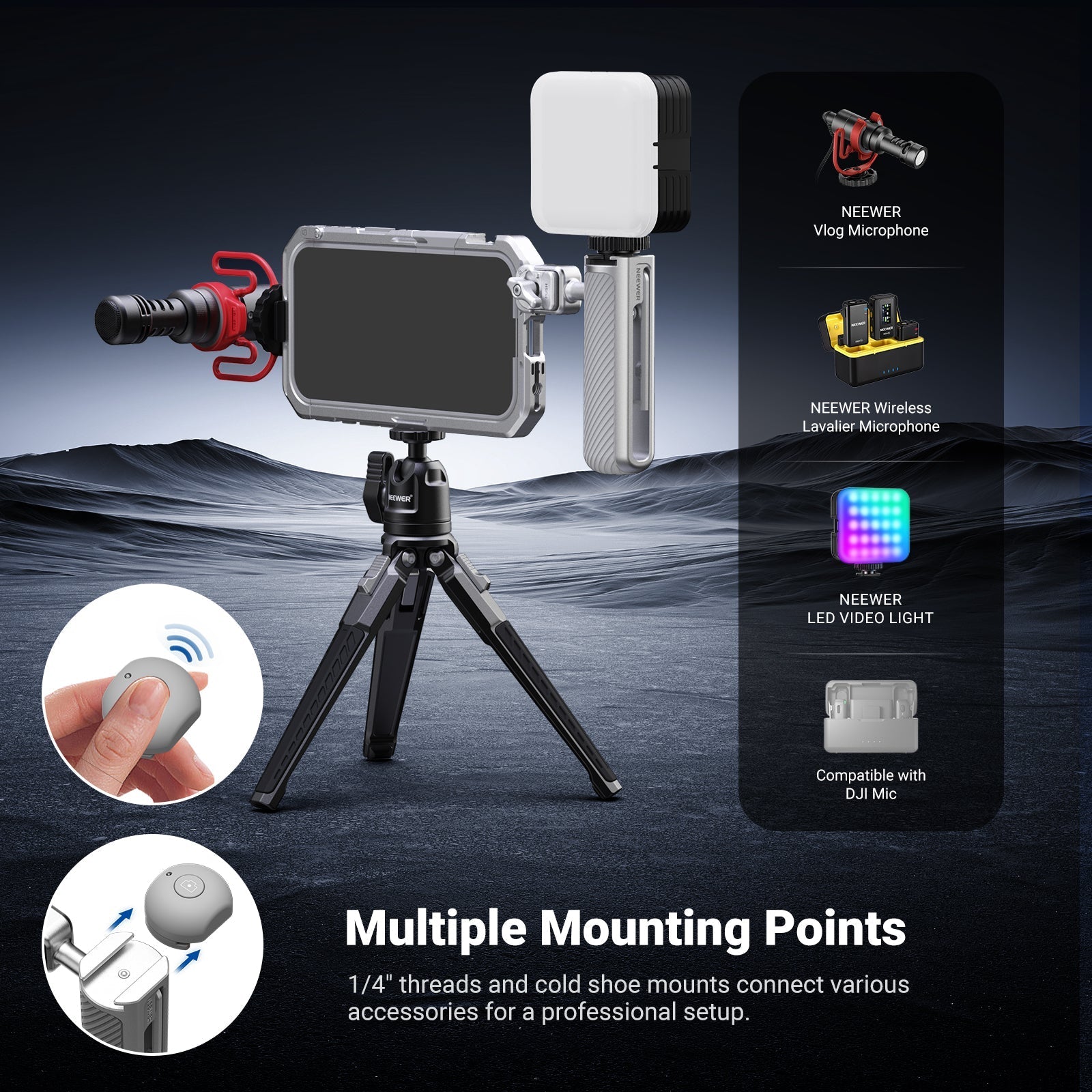 NEEWER PA143/PA144 Phone Cage Handle Kit Compatible with iPhone 17 Pro/Pro Max