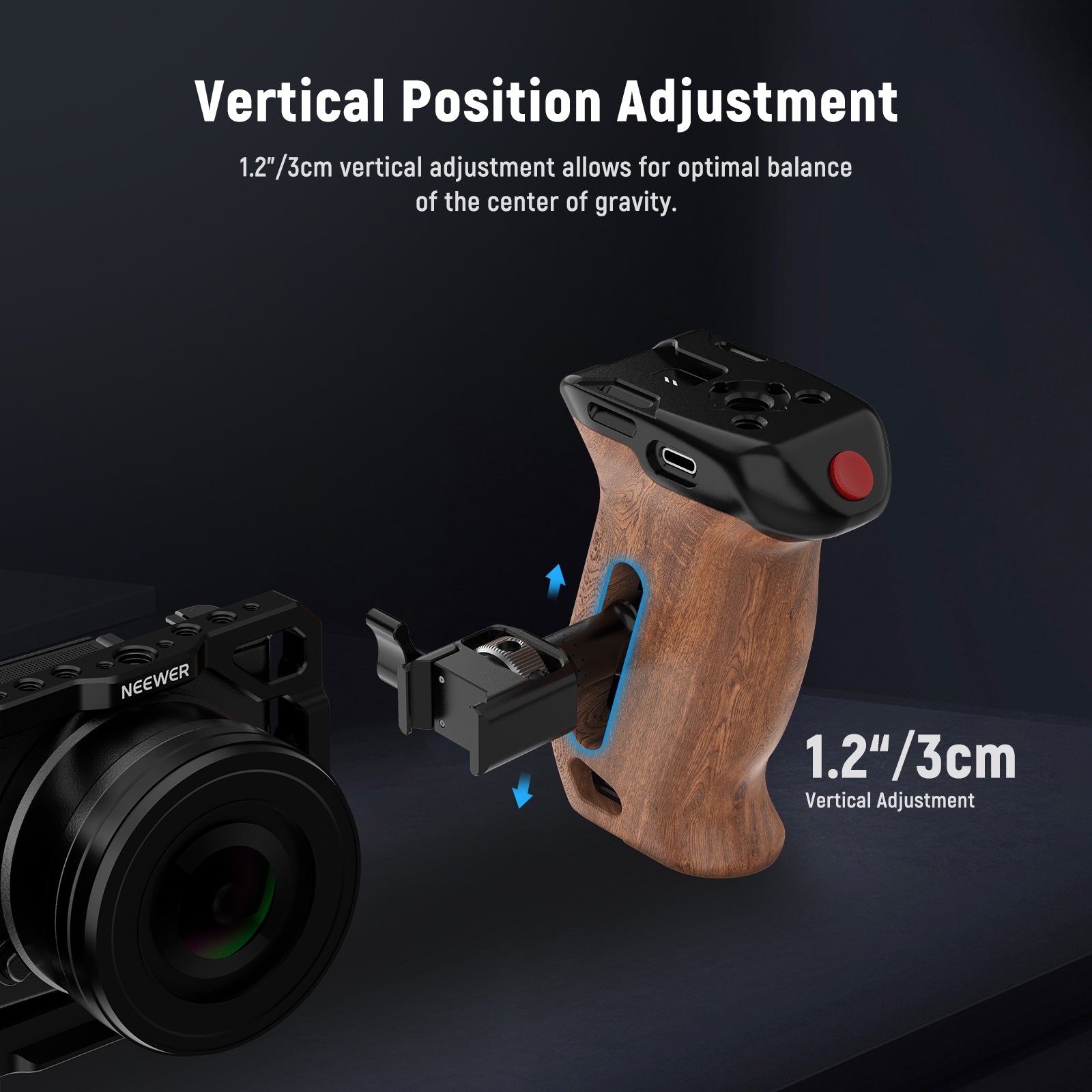 NEEWER CA123 Wooden Side Handle with Record Start/Stop Remote Trigger