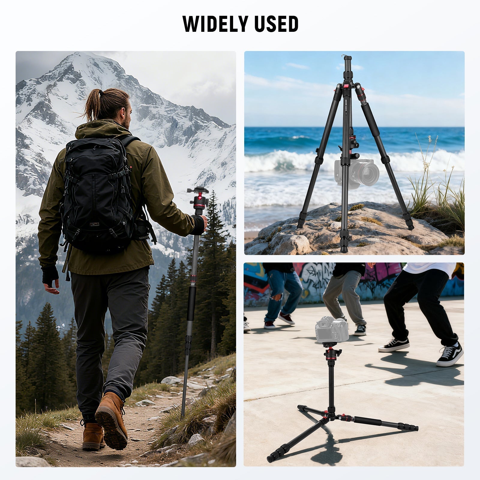NEEWER BASICS TP17B 64"/162cm Carbon Fiber Travel Tripod Monopod