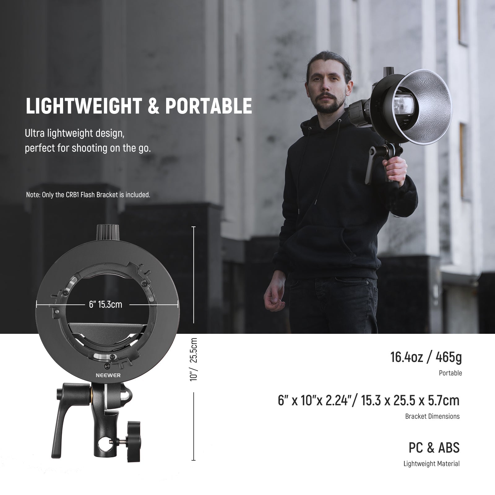 NEEWER CRB1 S Type Bowens Mount Bracket Holder for Round Square Head Flash