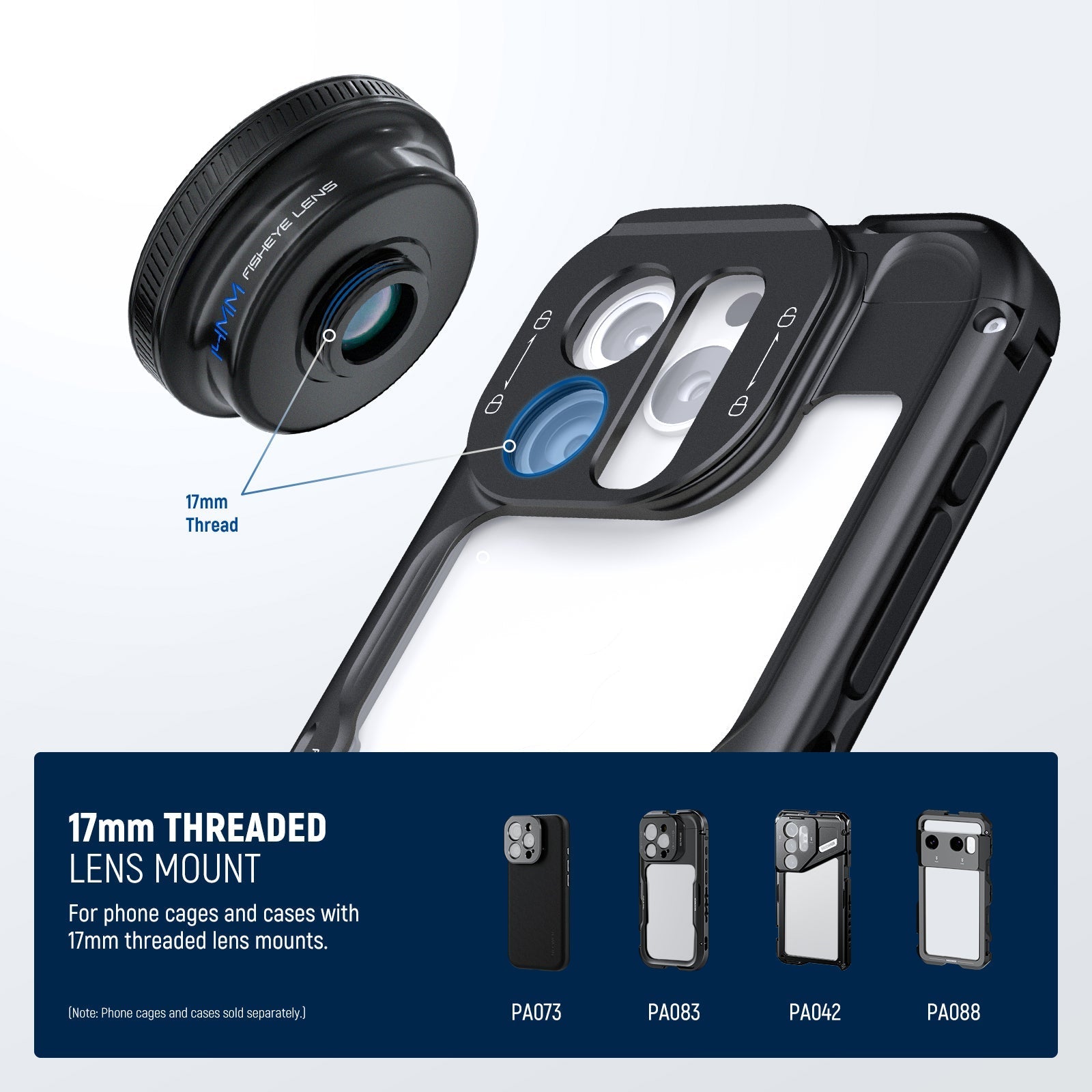 NEEWER LS-77 170° 14mm Fish Eye VR Lens with 17mm Threaded Phone Lens Clip