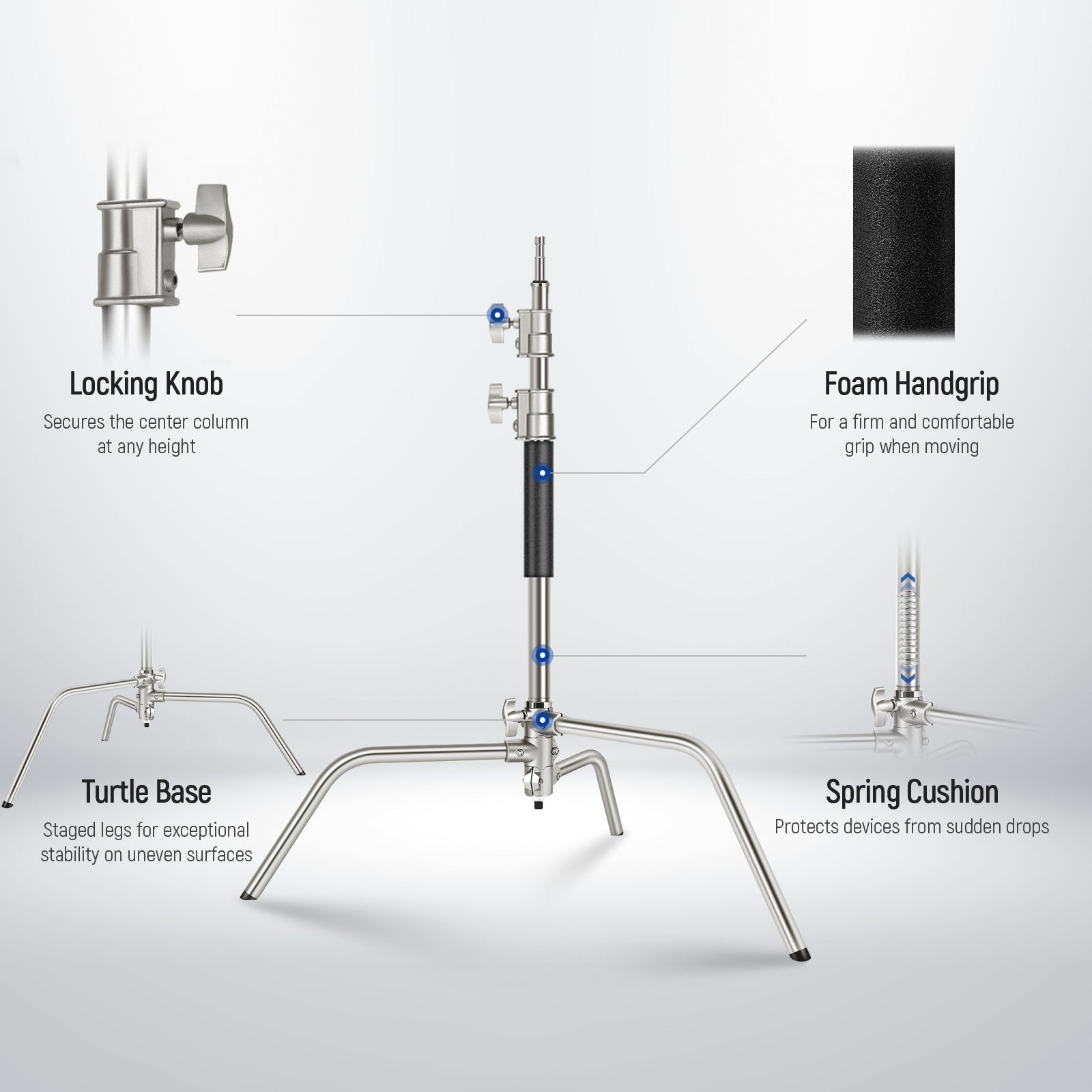 NEEWER SC172 172cm Stainless Steel Heavy Duty C Stand