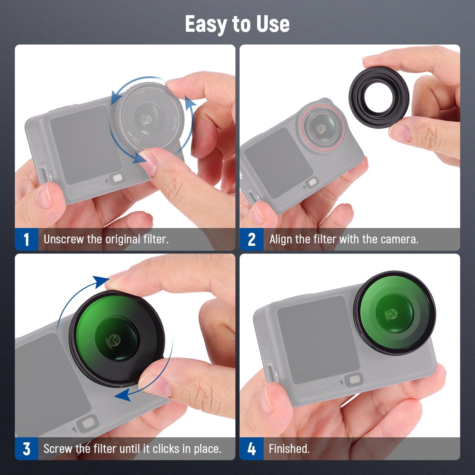 NEEWER FL-B100 Screw On Filter Set For DJI Osmo Action 6