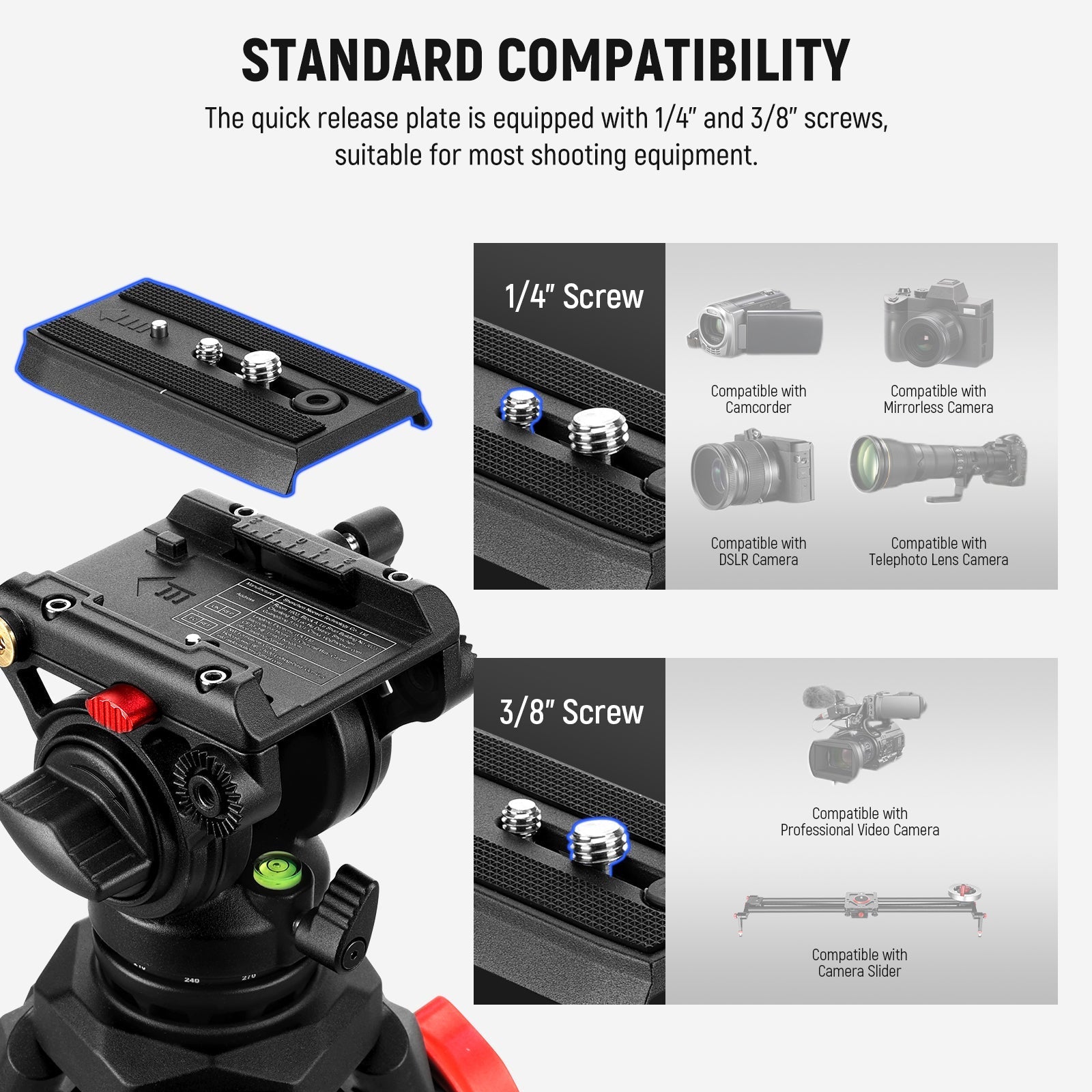 NEEWER TP73 65" Heavy Duty Yet Lightweight Video Tripod