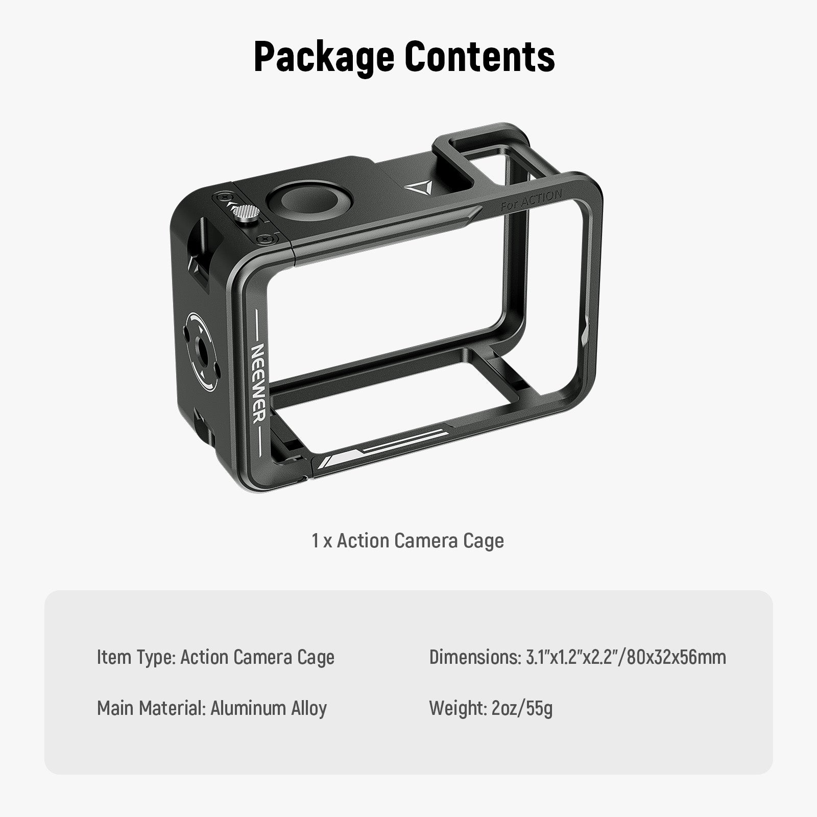 NEEWER AC014 Action Camera Cage For DJI Osmo Action 5 Pro/4/3