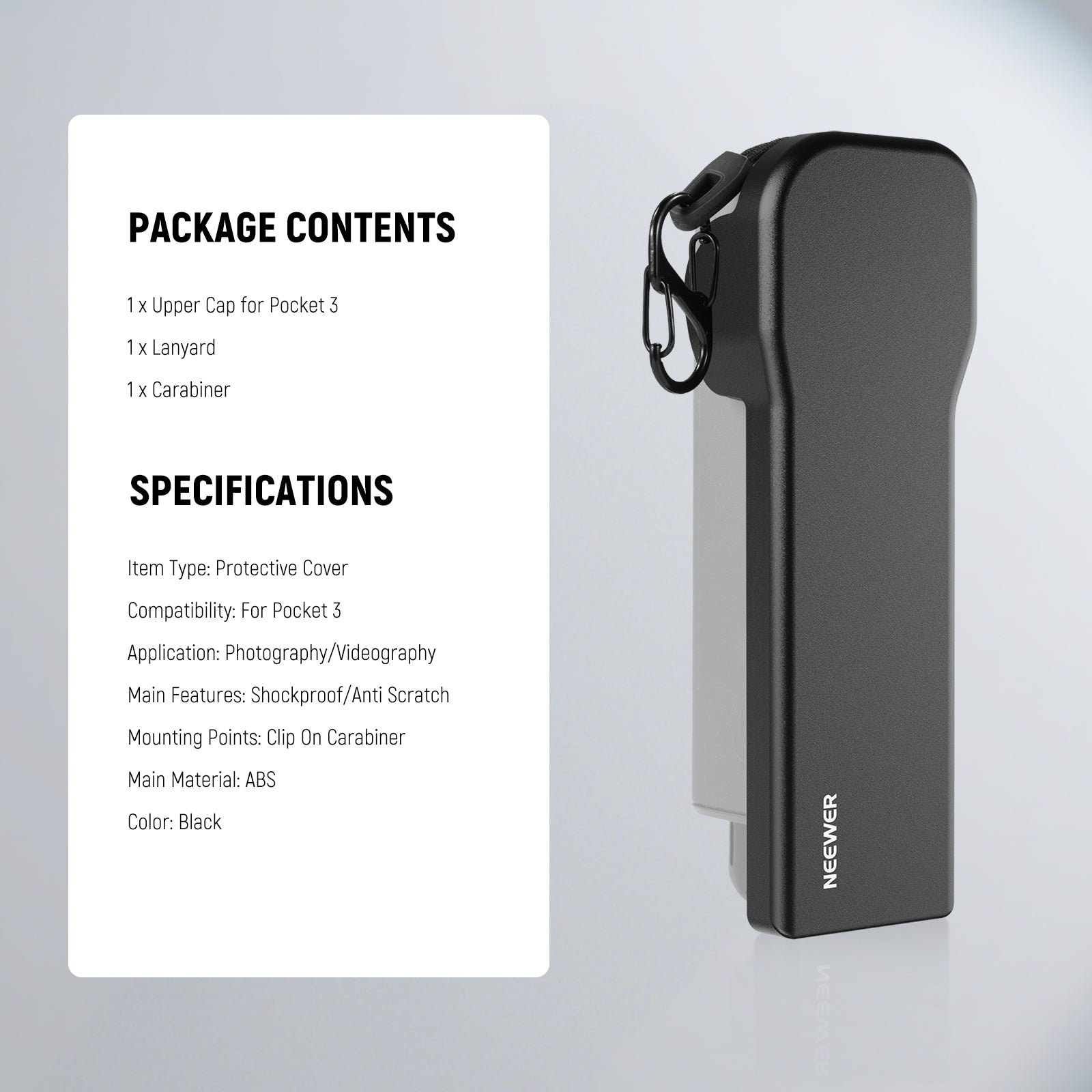 NEEWER AC026 Protective Cover with Carabiner for DJI Osmo Pocket 3