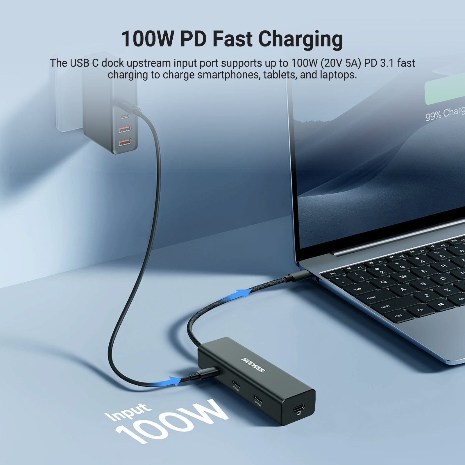 NEEWER PS030E USB C Hub Dock with Cold Shoe Mount