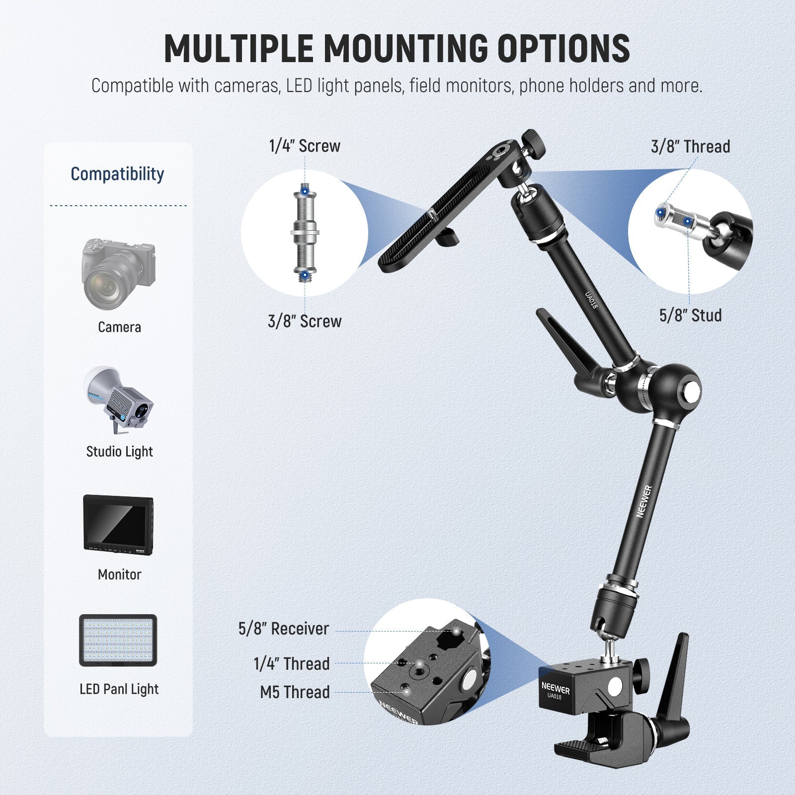 NEEWER UA018 21" Magic Arm Camera Mount with Super Clamp