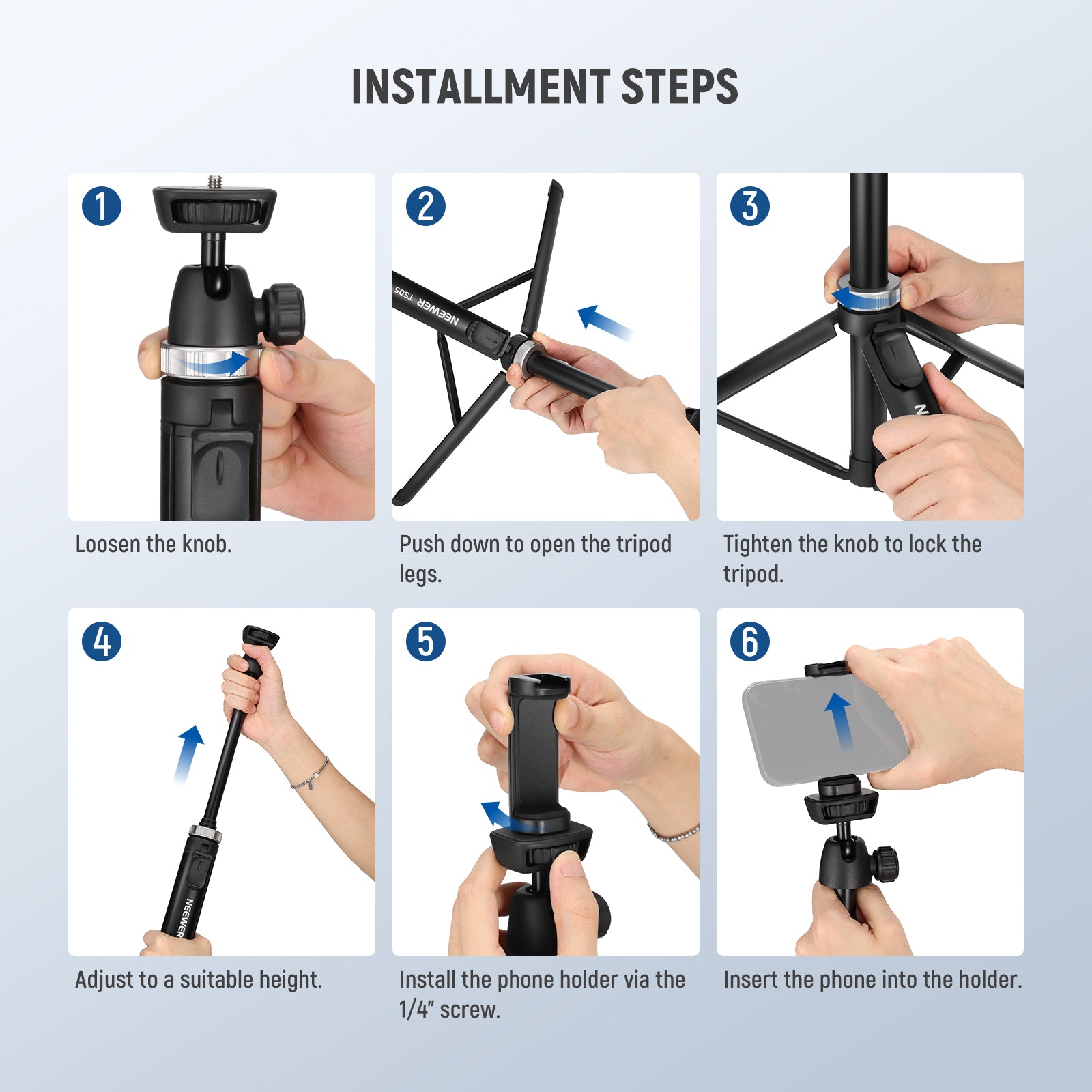 NEEWER TS05 62.9" All Metal Phone Tripod with Remote