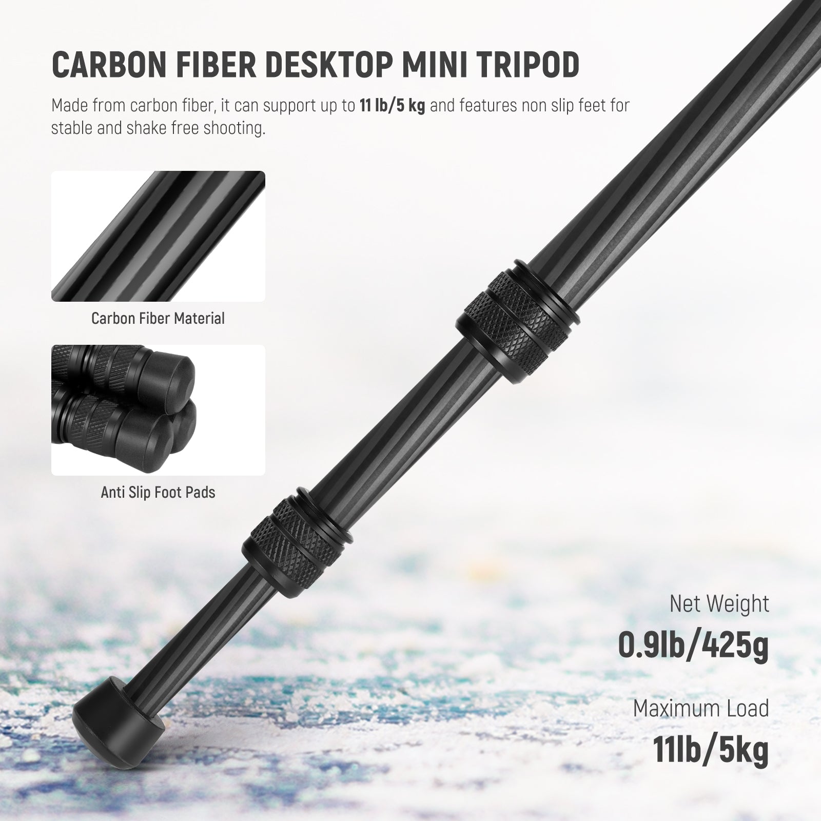 NEEWER TP09 20" Carbon Fiber Desktop Mini Tripod