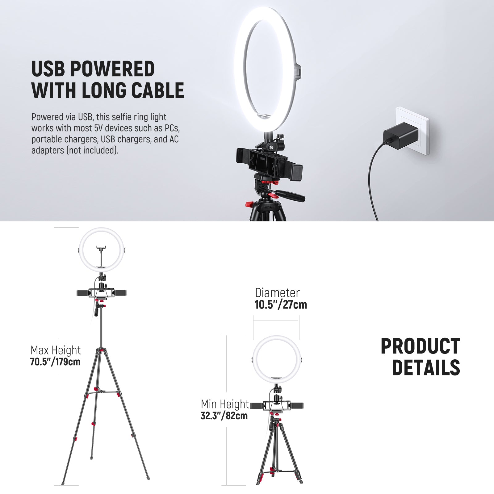 NEEWER BASICS R11 10" Selfie Ring Light