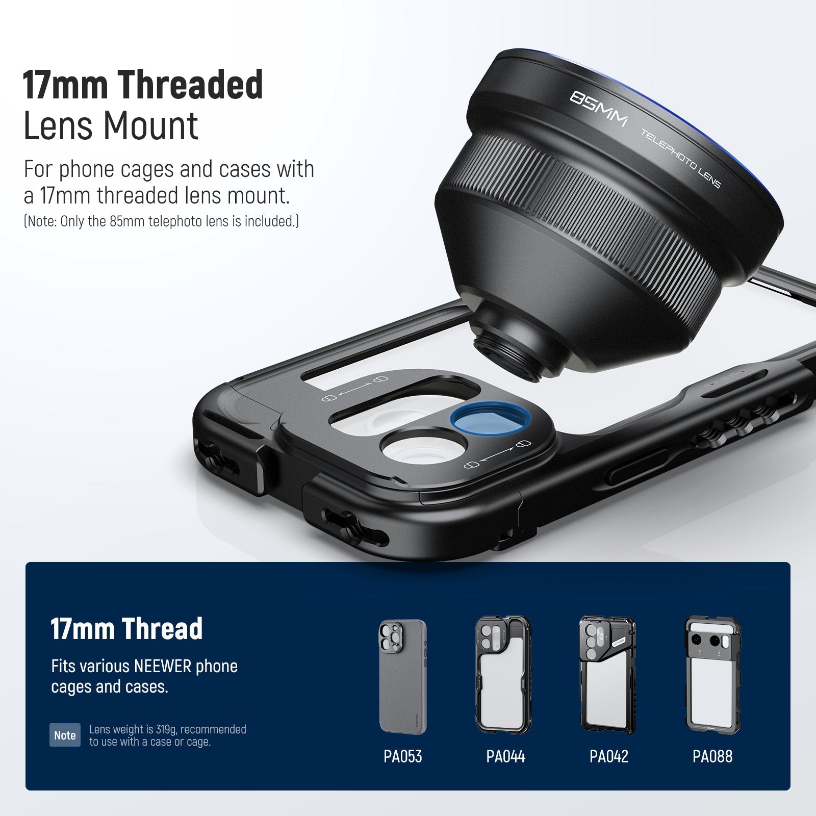 NEEWER LS-59 85mm HD Telephoto Lens with 17mm Lens Thread