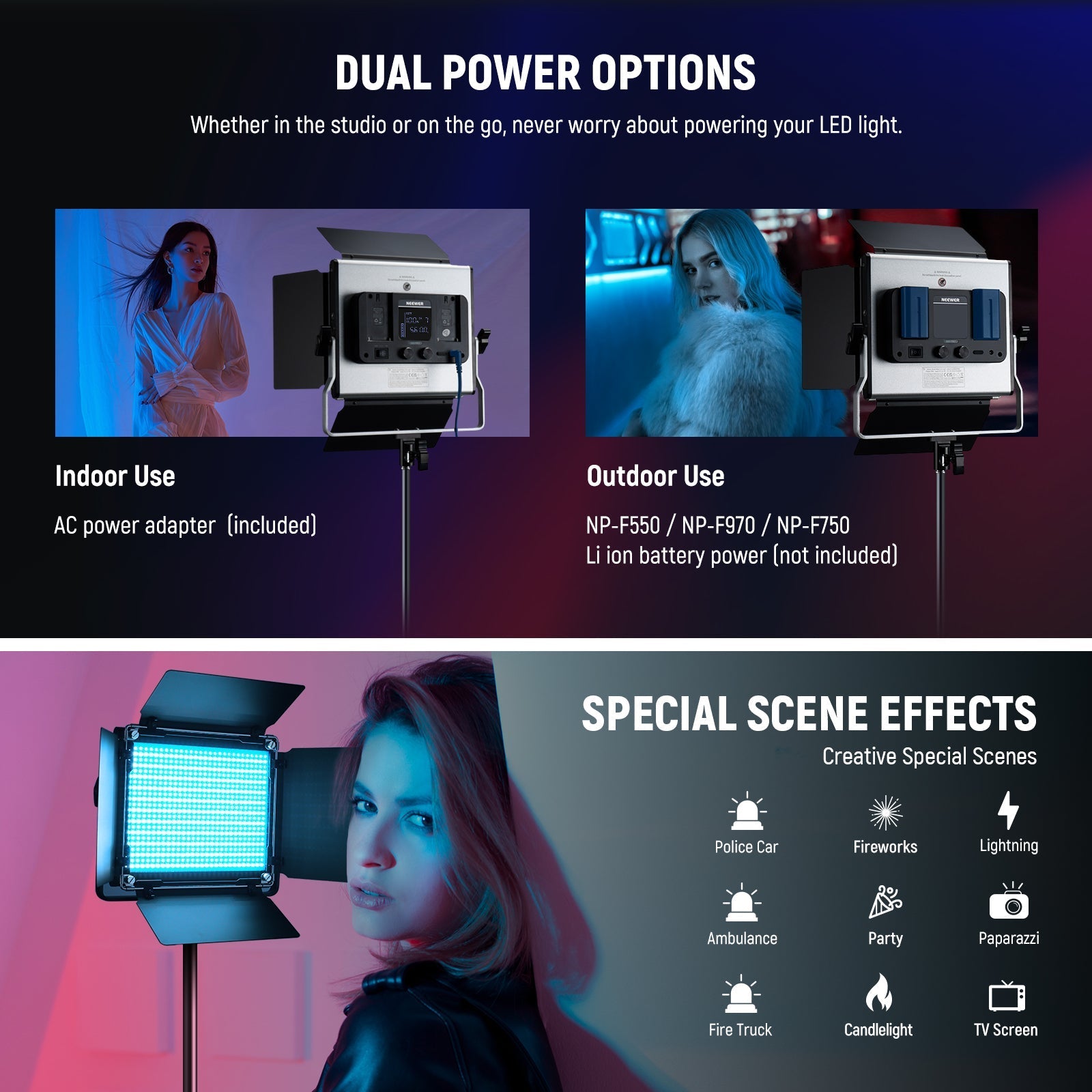 NEEWER 2 Pack Upgraded RGB660 PRO II LED Video Light