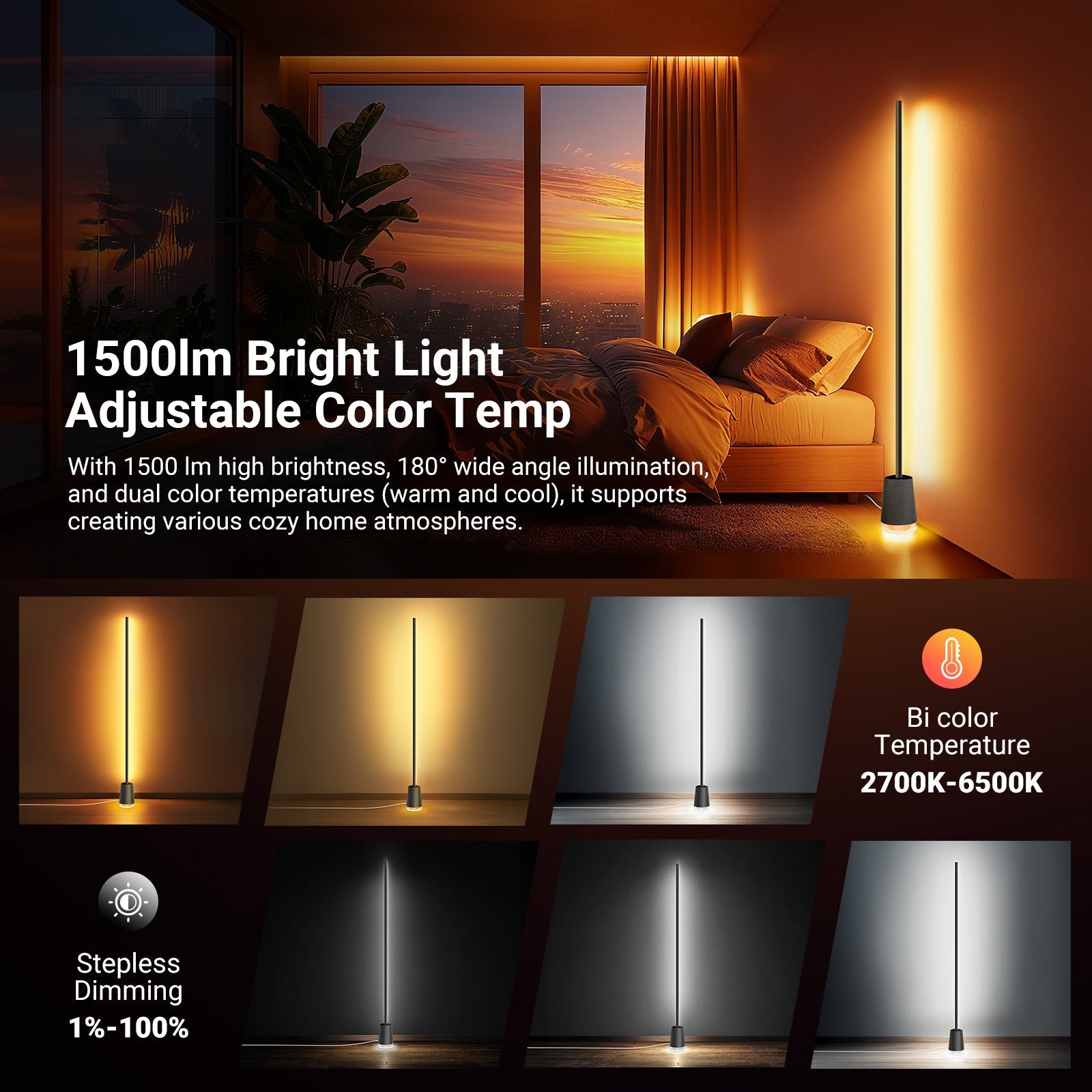 NEEWER NF06 1500lm Smart RGBCW LED Floor Lamp