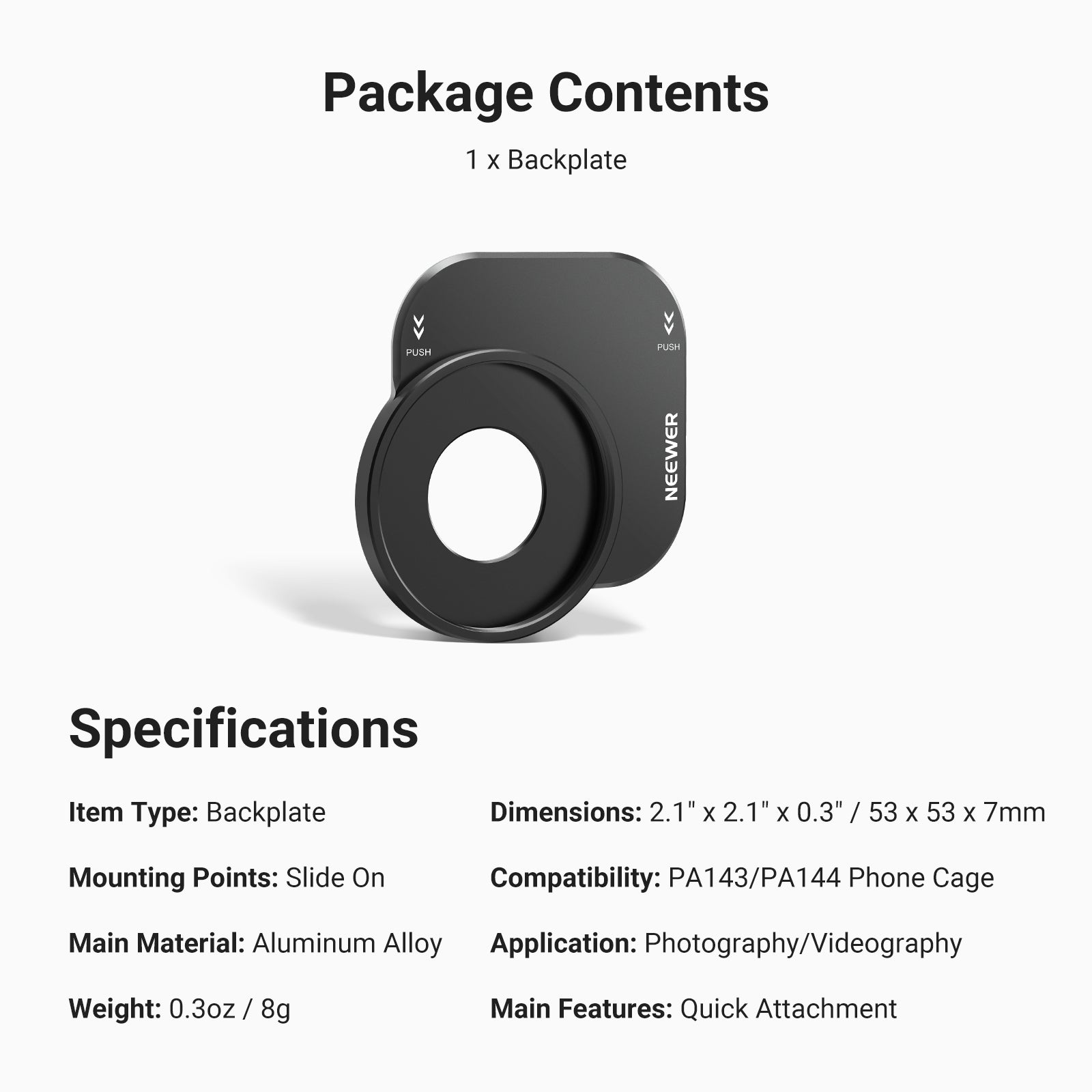 NEEWER PA152 37mm Filter Lens Backplate for iPhone 17 Pro/Pro Max Phone Cage