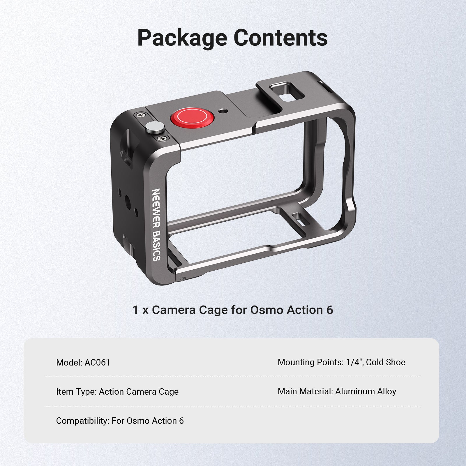 NEEWER BASICS AC061 Camera Cage Compatible with DJI Osmo Action 6