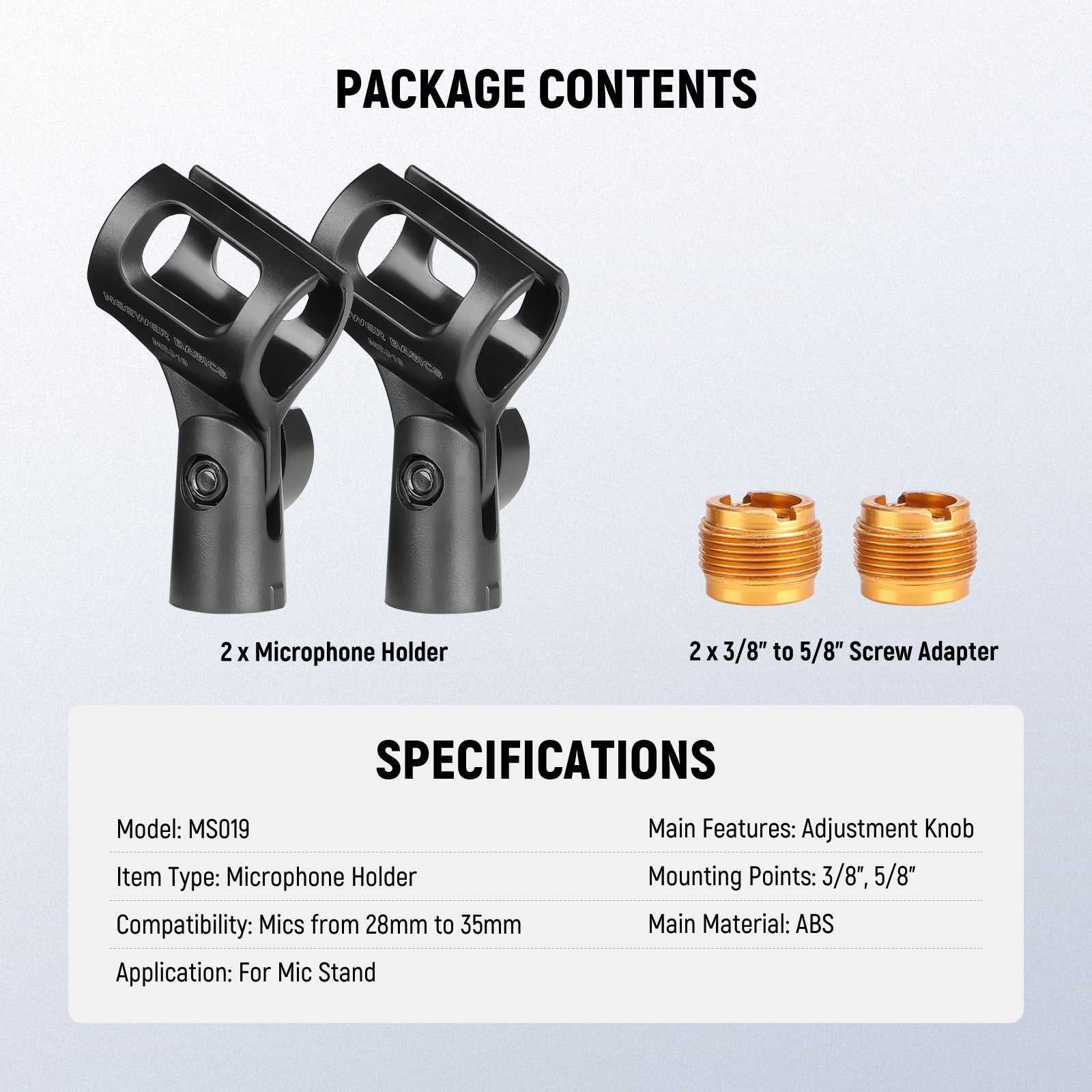NEEWER BASICS MS019/MS018 Microphone Holder Accessories Kit