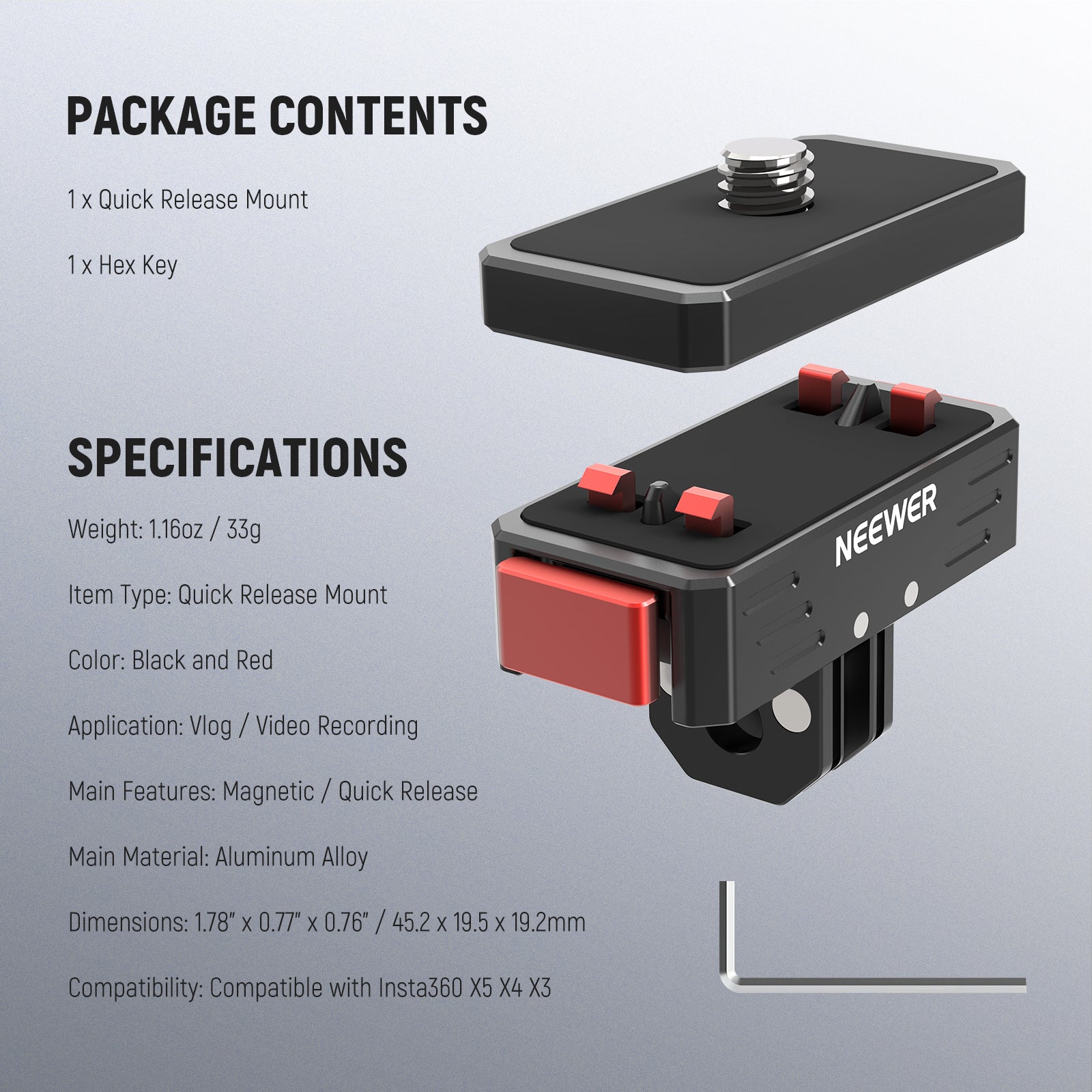NEEWER GP-88/GP-87 Magnetic Quick Release Mount For Insta360