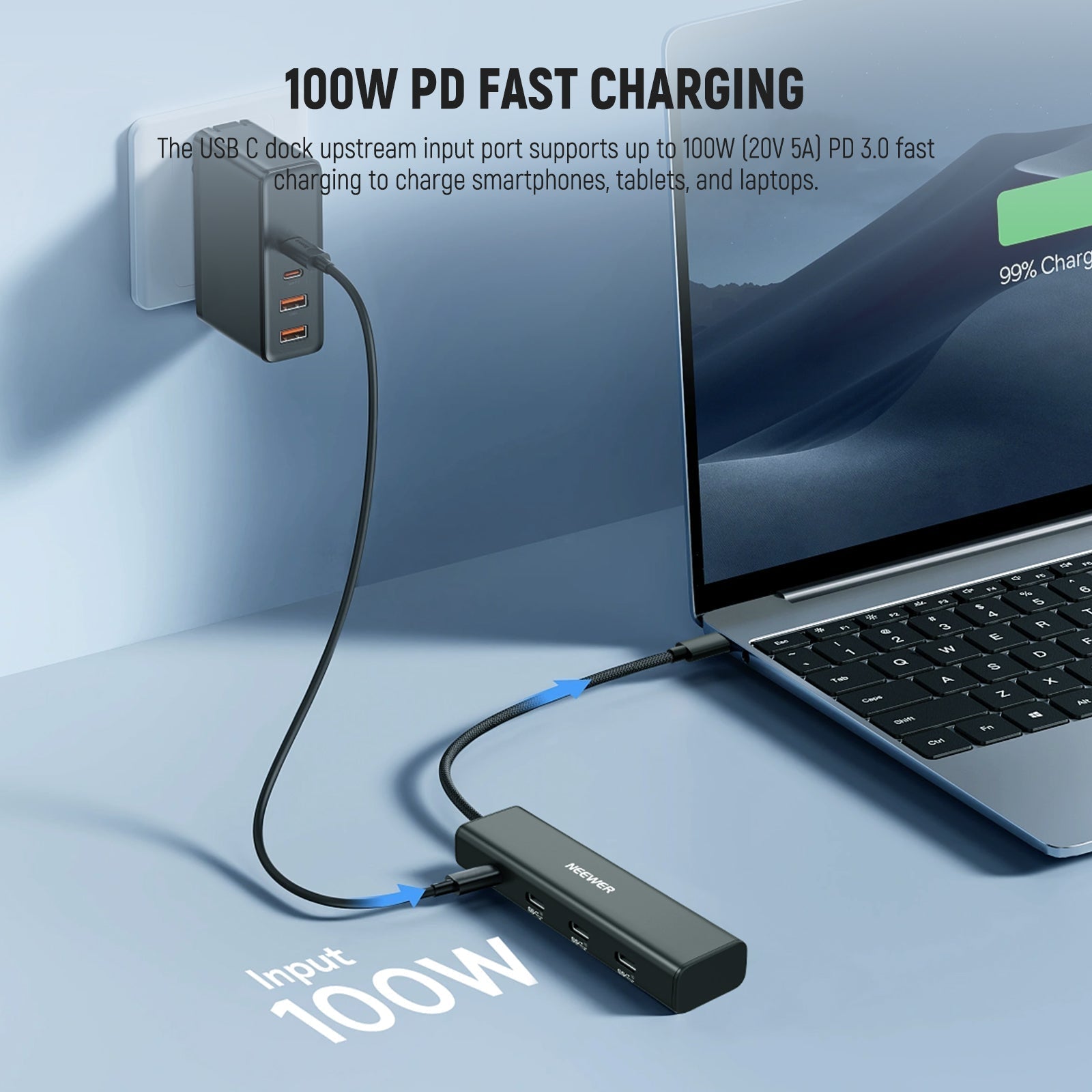 NEEWER PS020E 4 In 1 USB C Hub 3.1 Gen2 100W PD with Cold Shoe Adapter