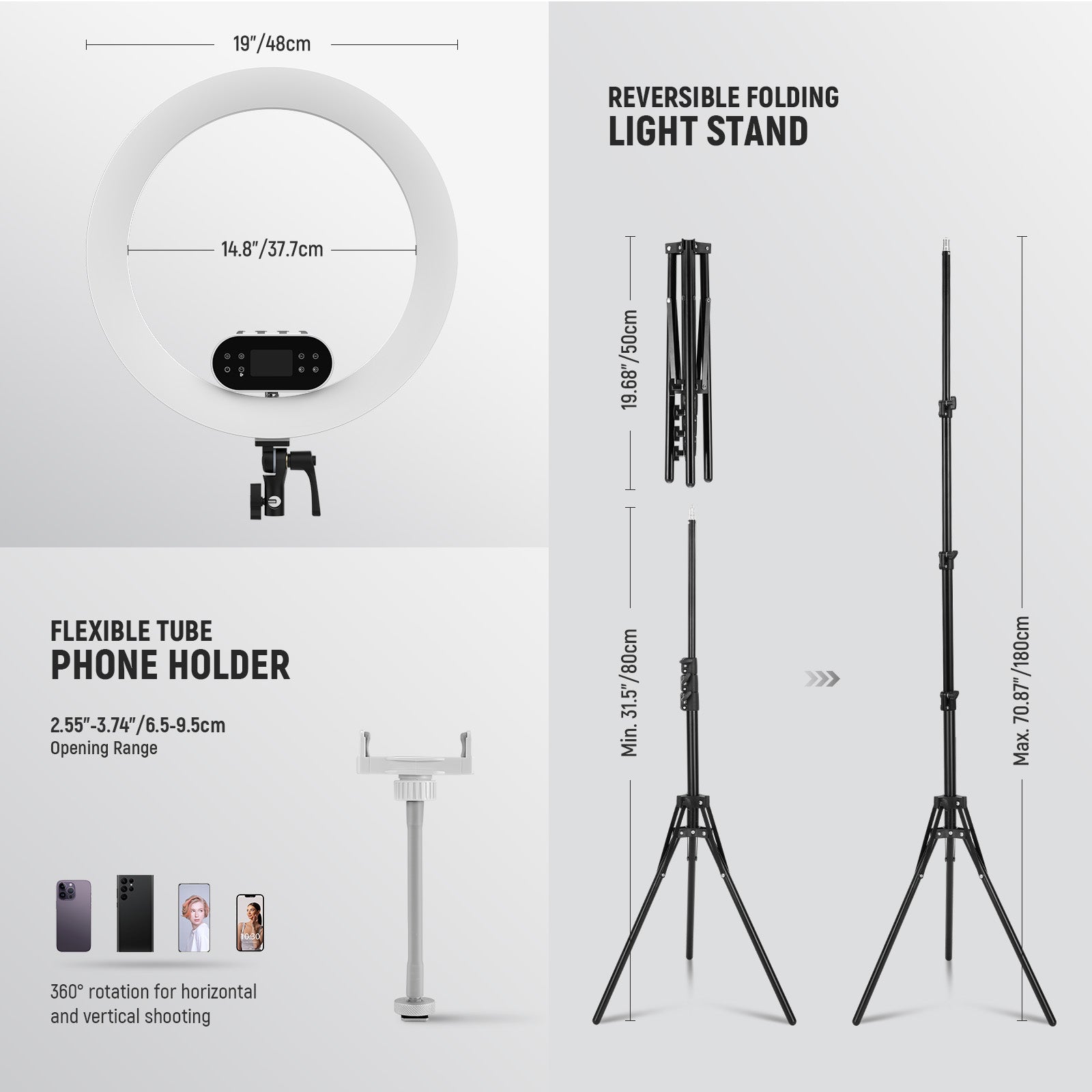 NEEWER RH100B 19" 100W High Power LED Ring Light